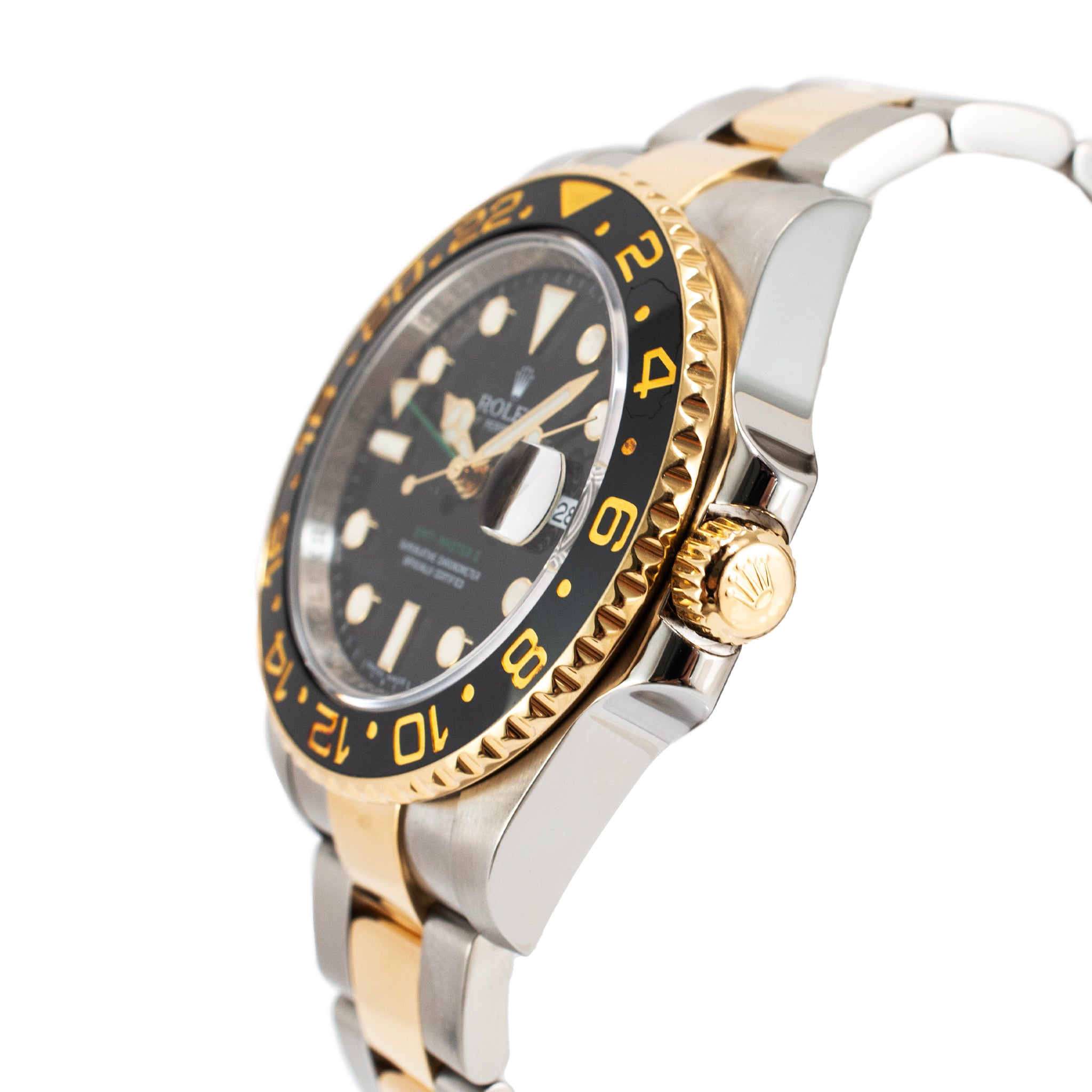 2011 Rolex GMT Master II 40MM 116713 Gold Steel Oyster Black Dial Ceramic Watch