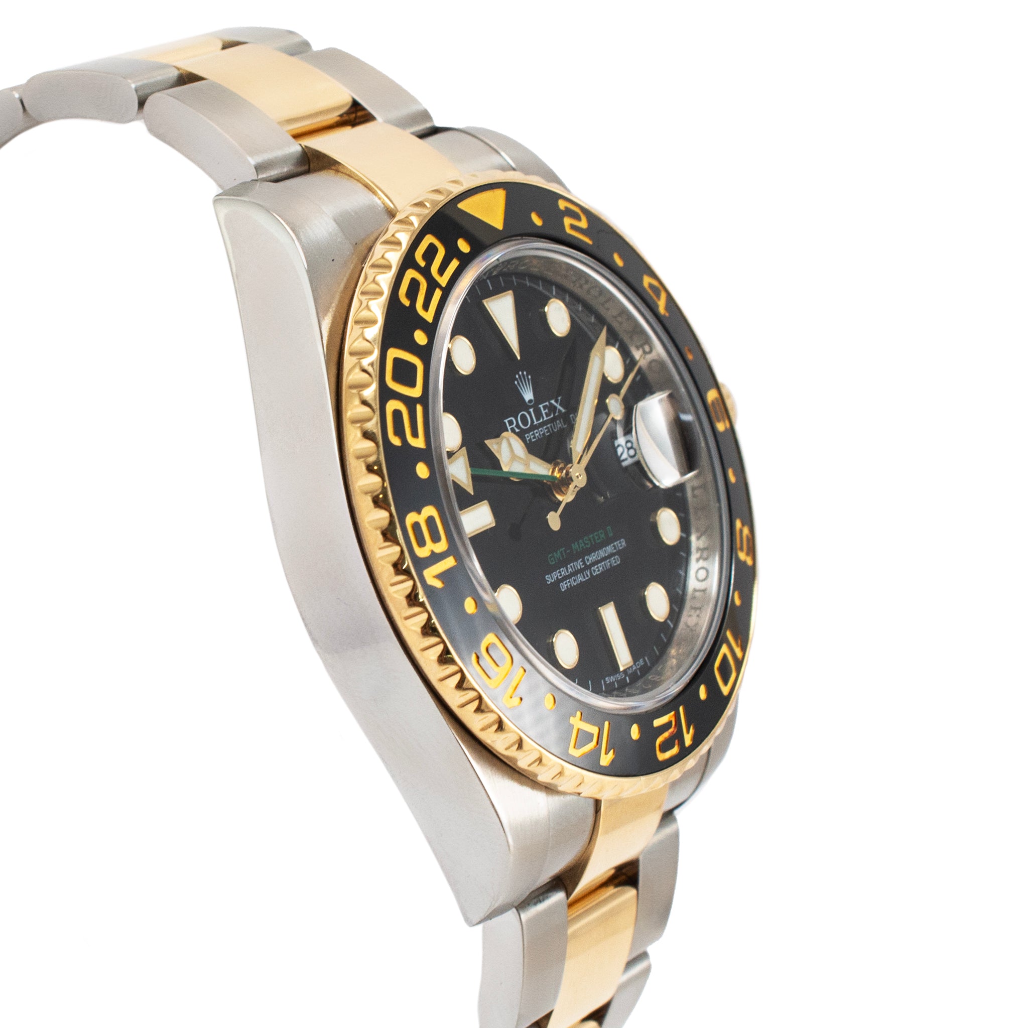 2011 Rolex GMT Master II 40MM 116713 Gold Steel Oyster Black Dial Ceramic Watch