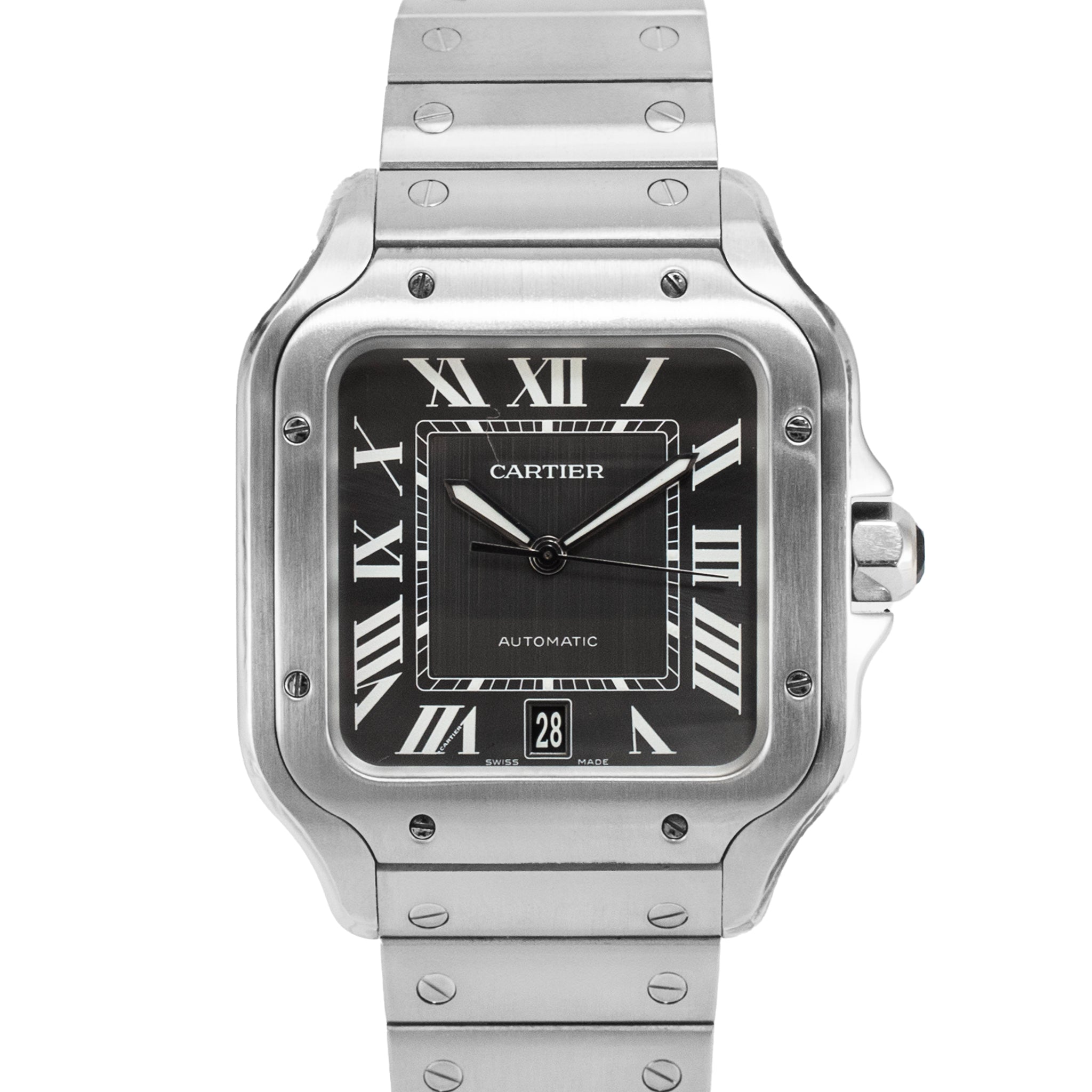 Cartier Santos 39.8mm 4072 / WSSA0037 Gray Roman Dial Steel Automatic Watch