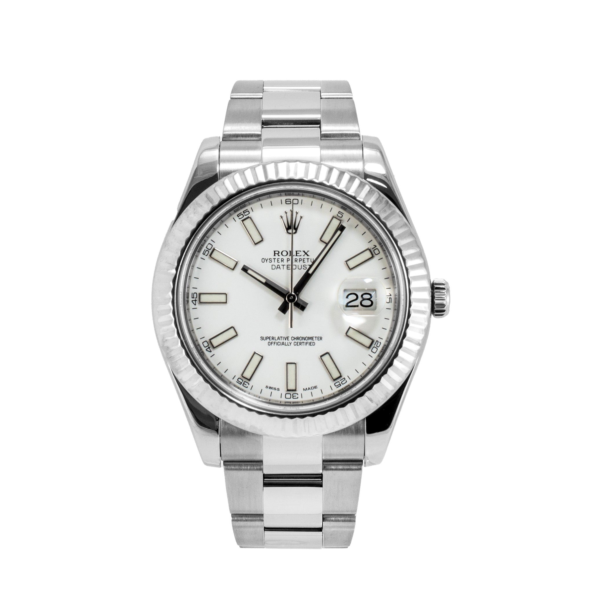 Rolex Datejust 41MM 116334 Fluted Oyster White Dial Stainless Steel Watch
