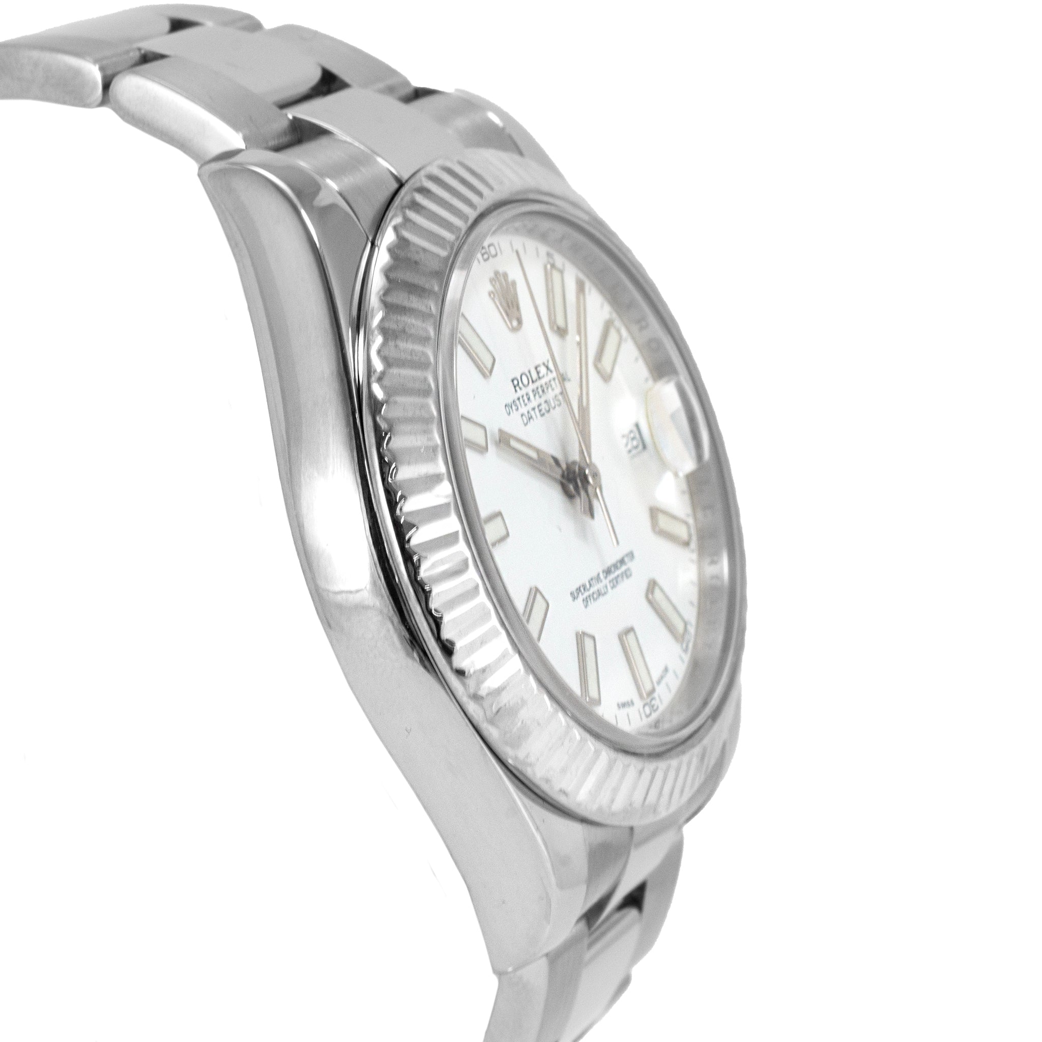 Rolex Datejust 41MM 116334 Fluted Oyster White Dial Stainless Steel Watch