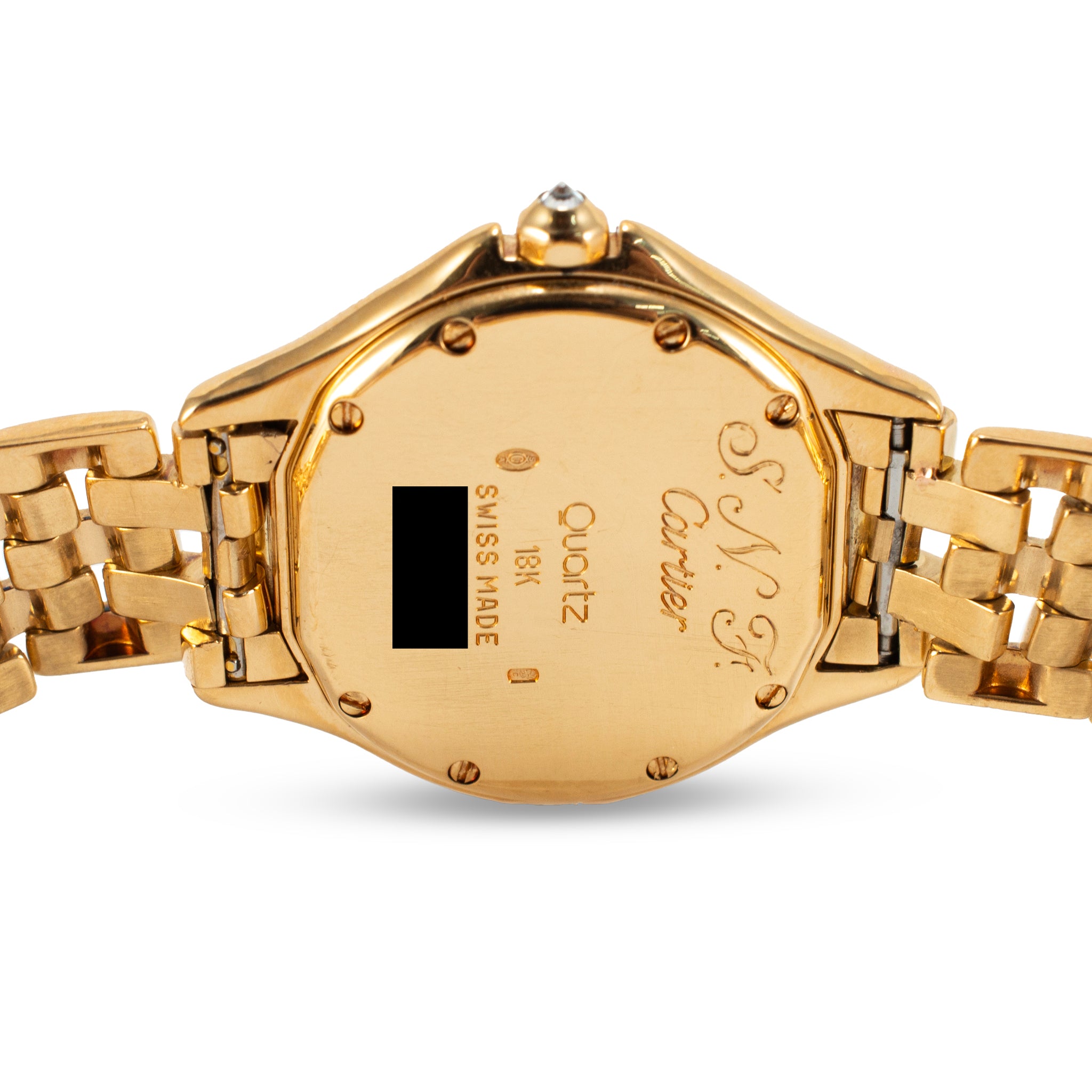 Vintage Cartier Cougar 26MM 887907 18K Yellow Gold Diamond Bezel Quartz Watch