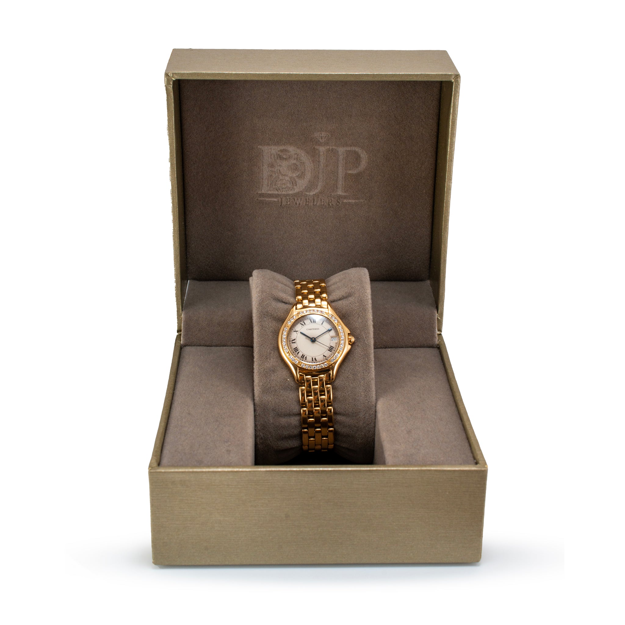 Vintage Cartier Cougar 26MM 887907 18K Yellow Gold Diamond Bezel Quartz Watch