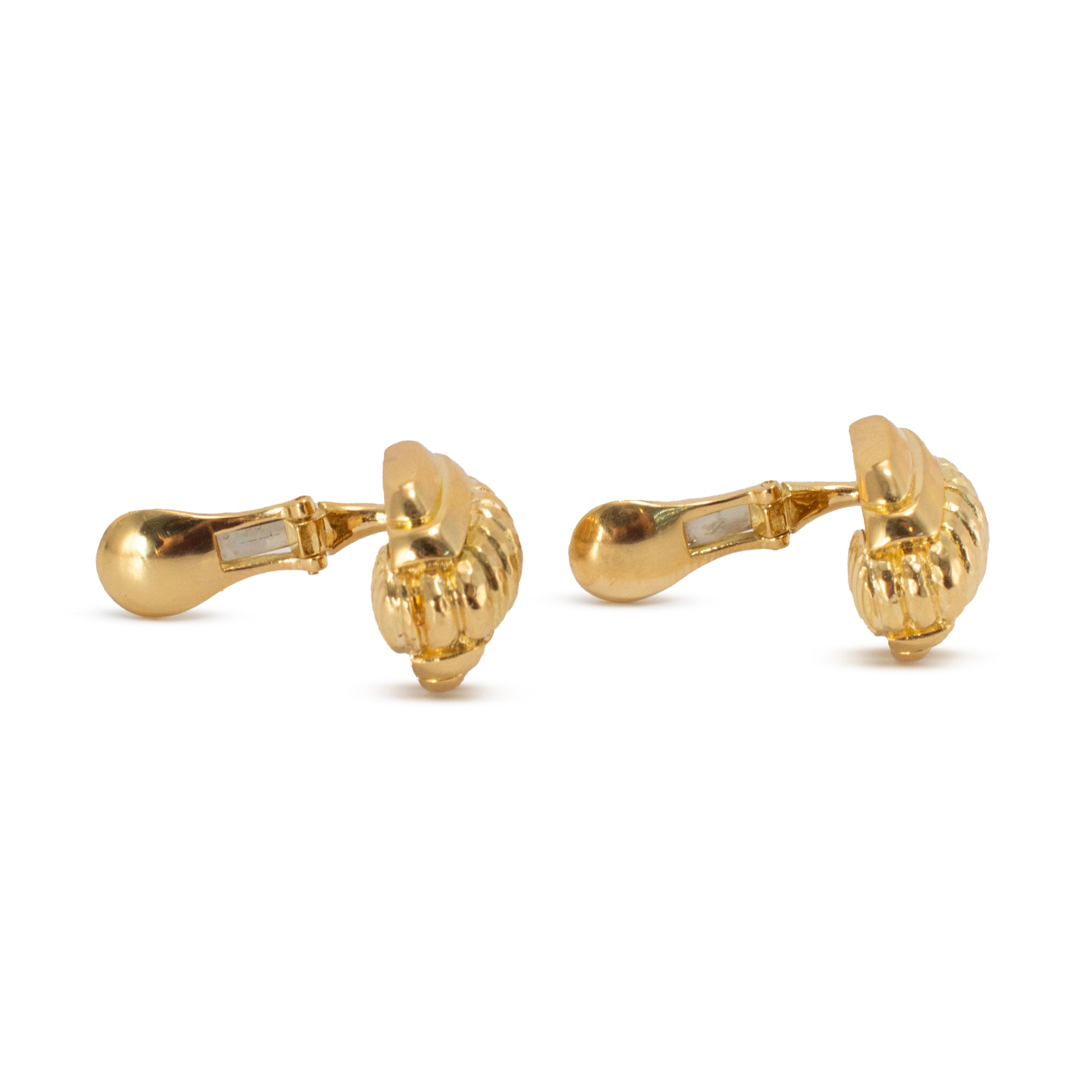 Vintage David Webb 18K Yellow Gold Hammered Dome Clip Earrings