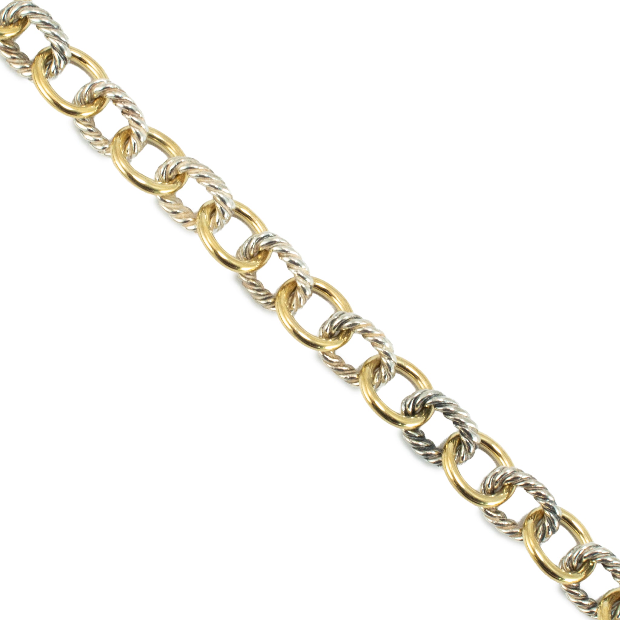 David Yurman Chain Collection 18K Gold Silver Two Tone 10MM Oval Link Bracelet