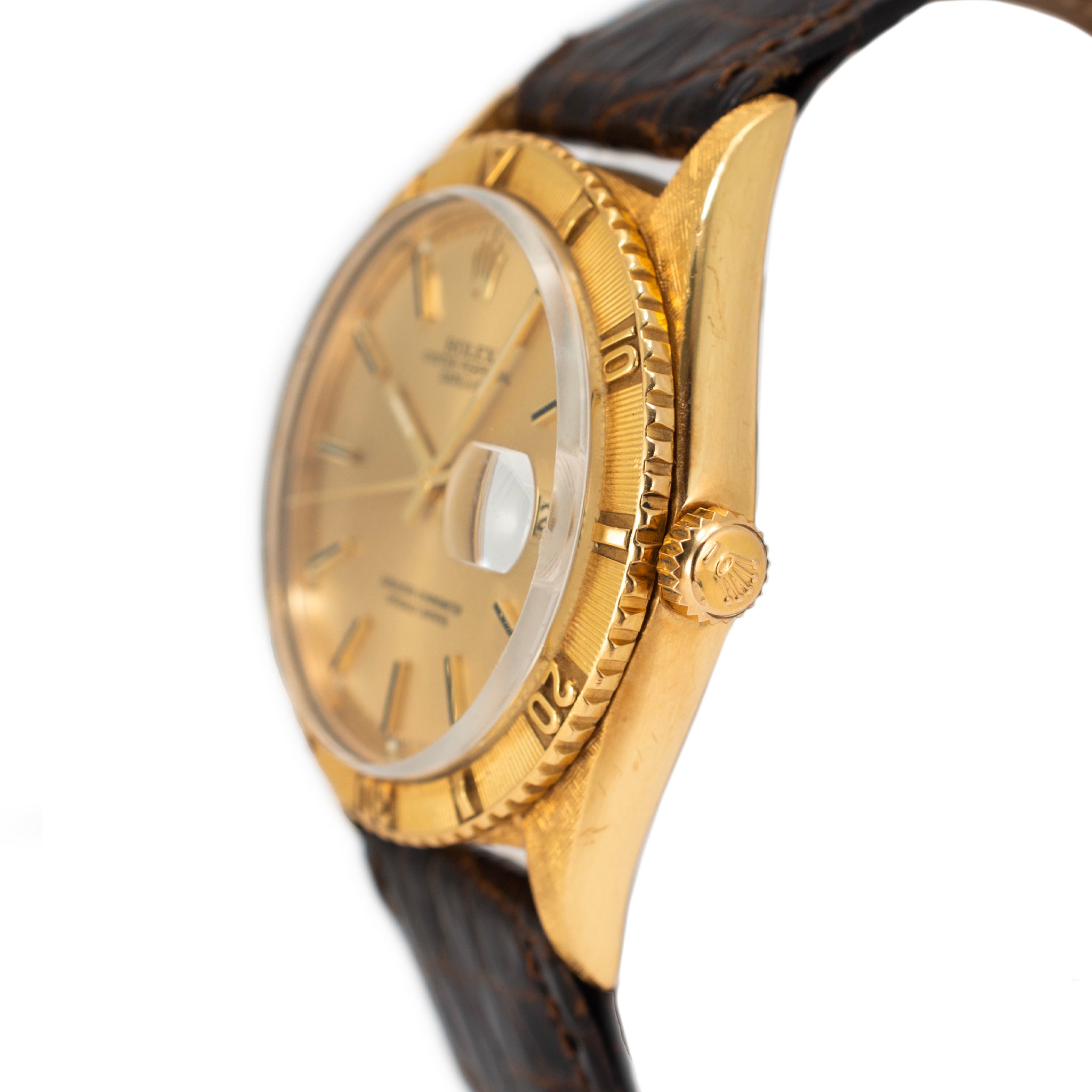 Vintage Rolex Datejust Turn-O-Graph Oyster Thunderbird 36MM 1625 Bark Gold Watch