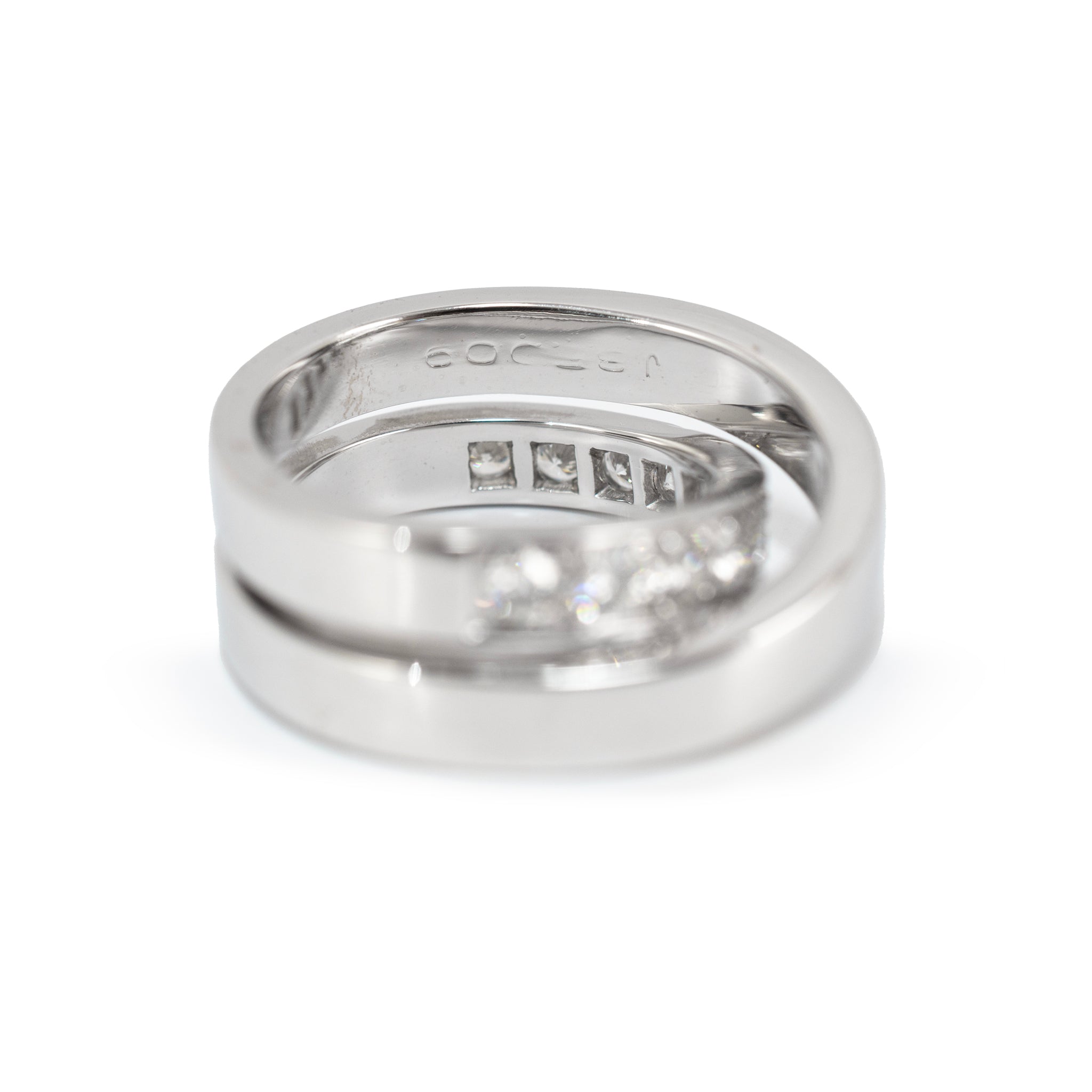 Ladies Cartier Paris Nouvelle Vague 18K White Gold Diamond Crossover Band Ring