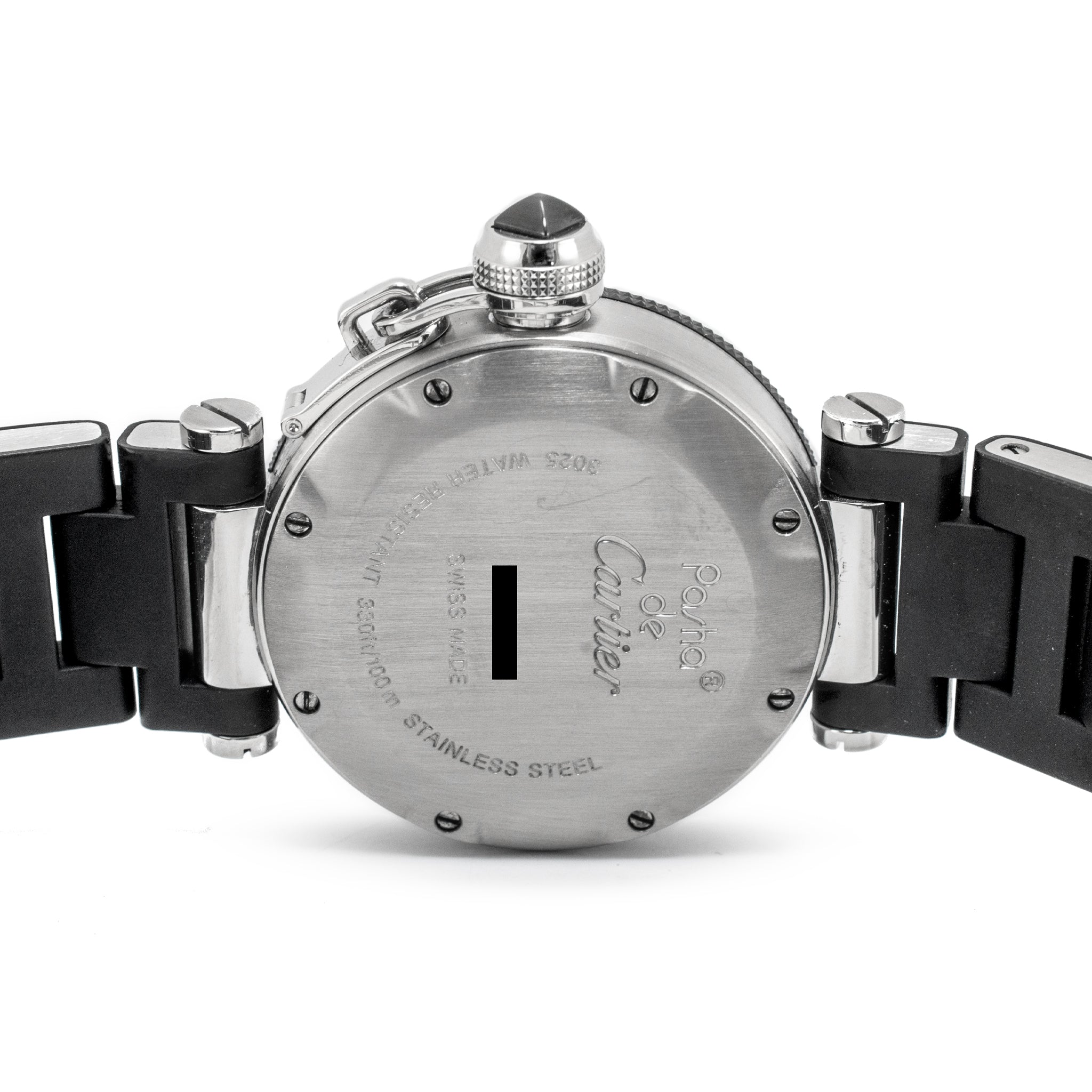 Cartier Pasha Seatimer 33MM 3025 Black Rubber Stainless Steel Quartz Watch