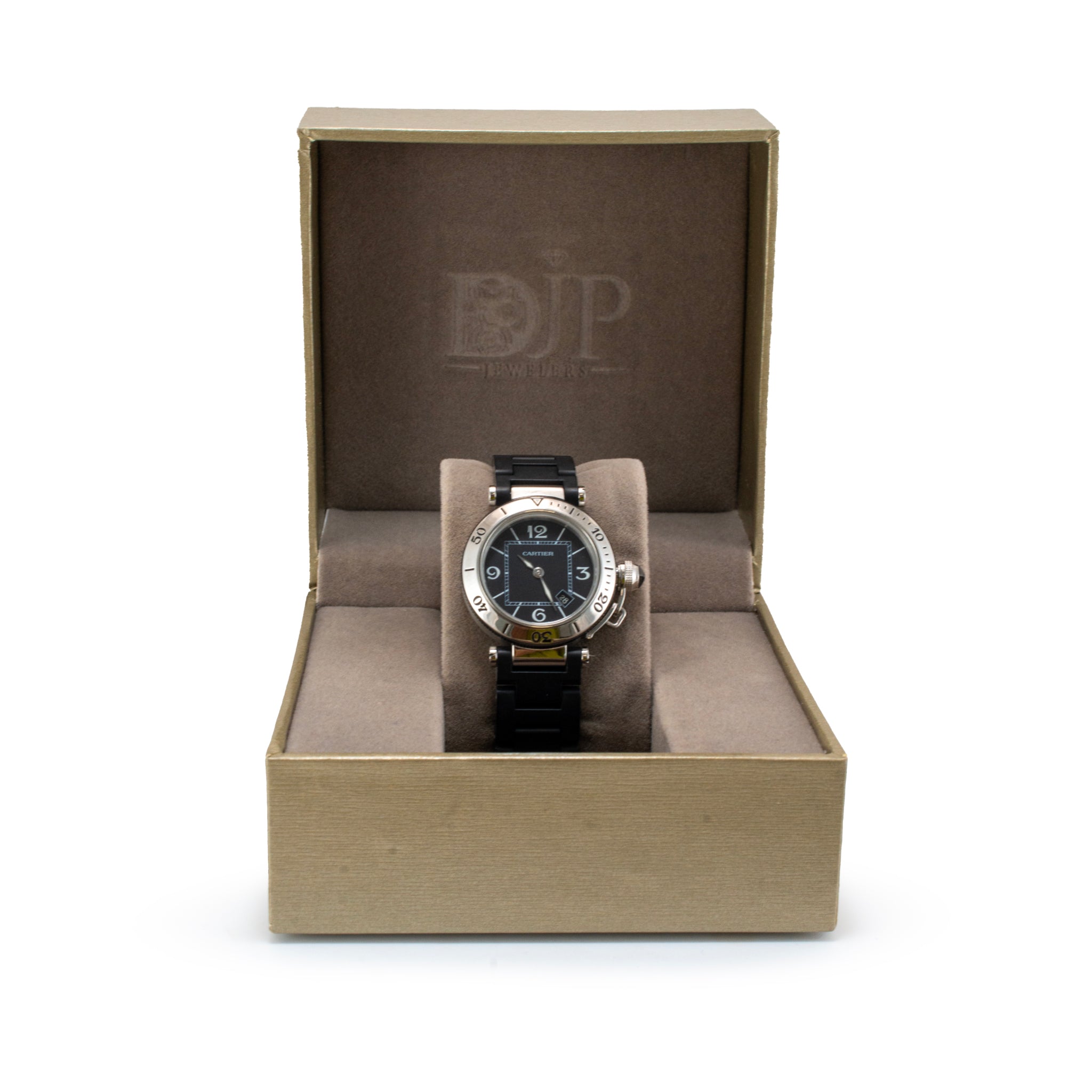 Cartier Pasha Seatimer 33MM 3025 Black Rubber Stainless Steel Quartz Watch