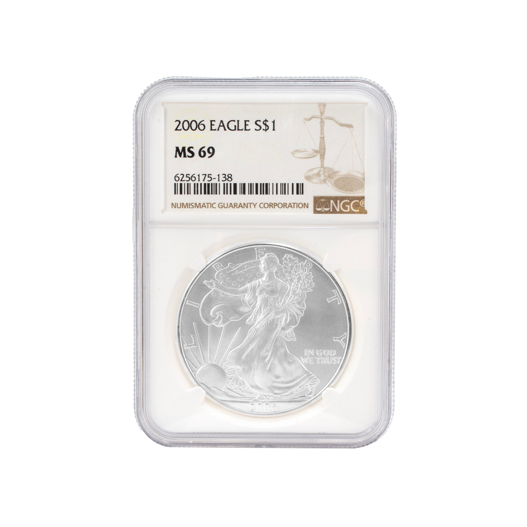 2006 1 Oz NGC MS 69 1$ Fine Silver American Eagle Liberty Coin