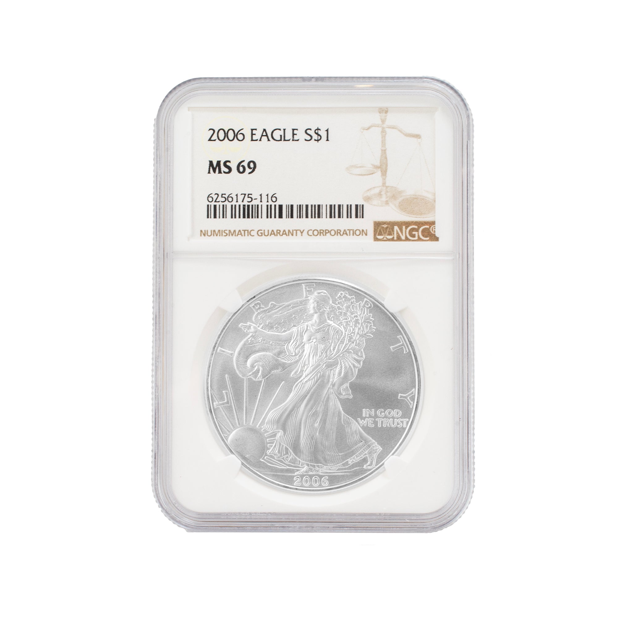 2006 1 Oz NGC MS 69 1$ Fine Silver American Eagle Liberty Coin