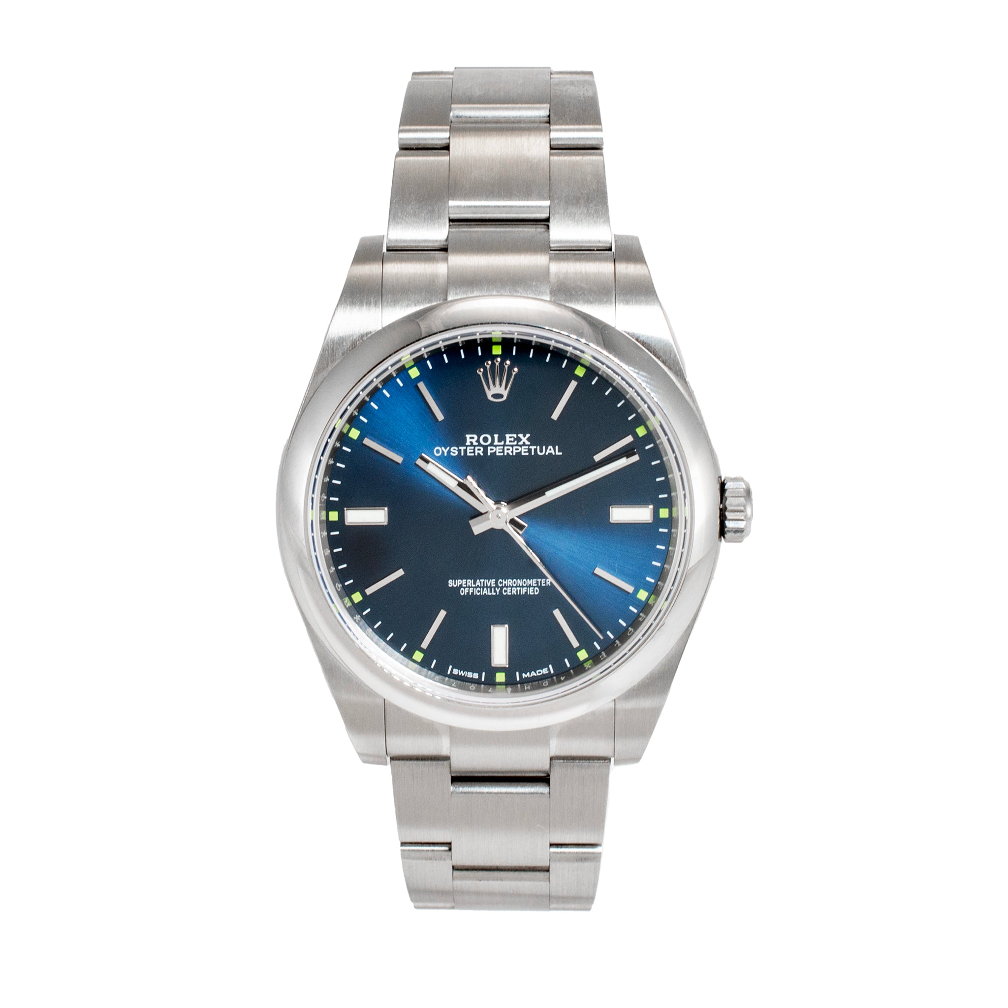 2017 Rolex Oyster Perpetual 39MM 114300 Blue Dial Oyster Stainless Steel Watch