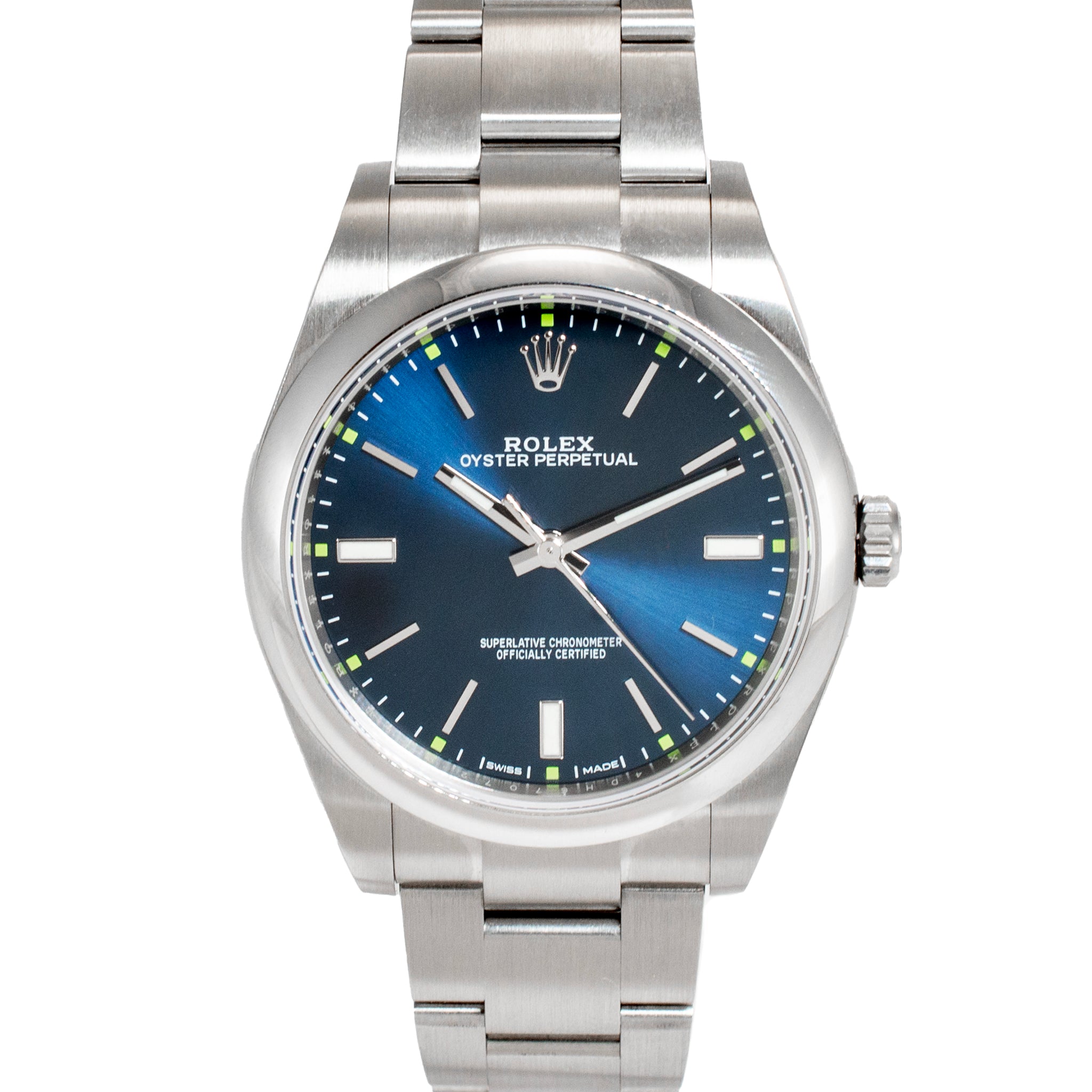 2017 Rolex Oyster Perpetual 39MM 114300 Blue Dial Oyster Stainless Steel Watch