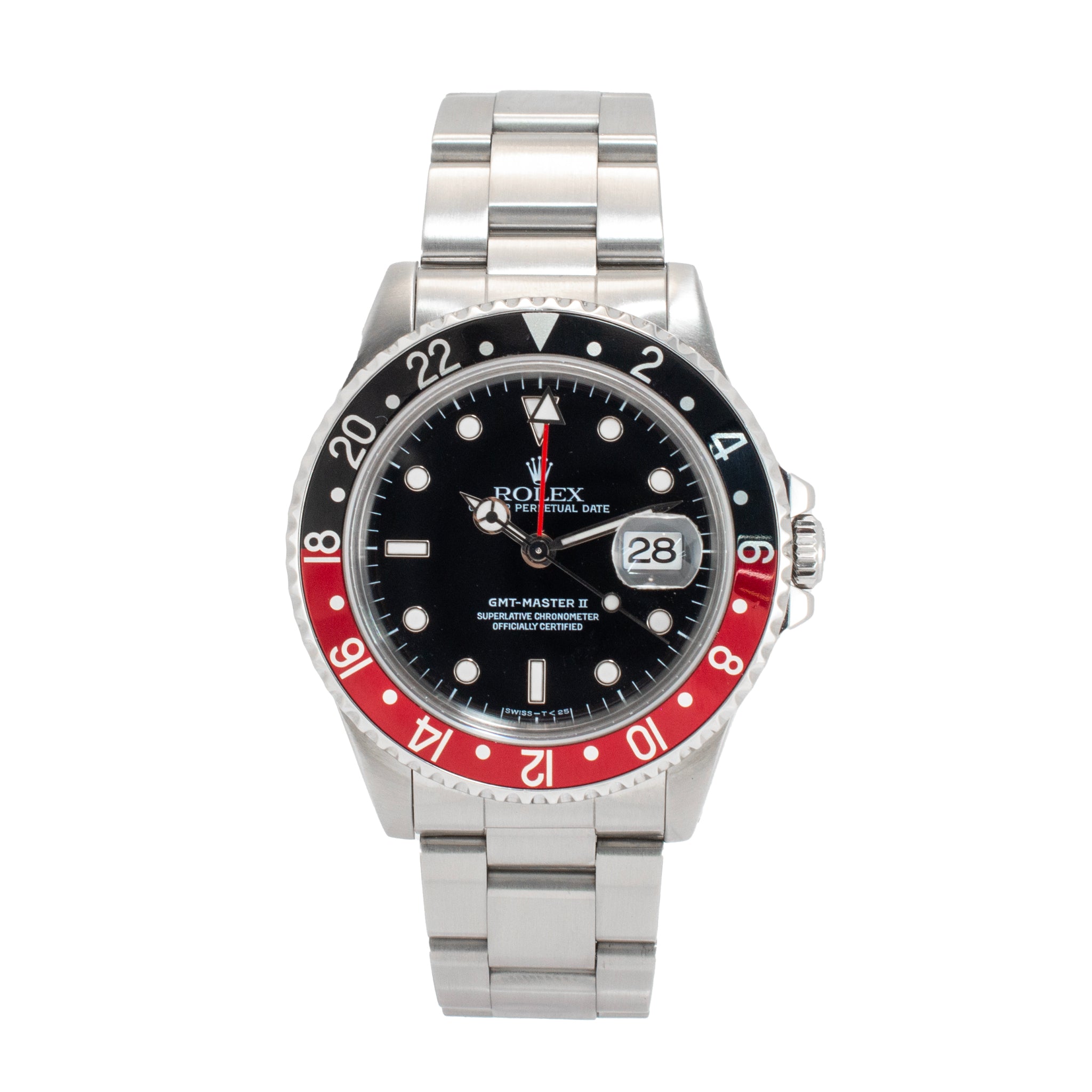 1996 Rolex GMT Master II 40MM 16710 Black Red Coke Bezel Oyster Steel Watch