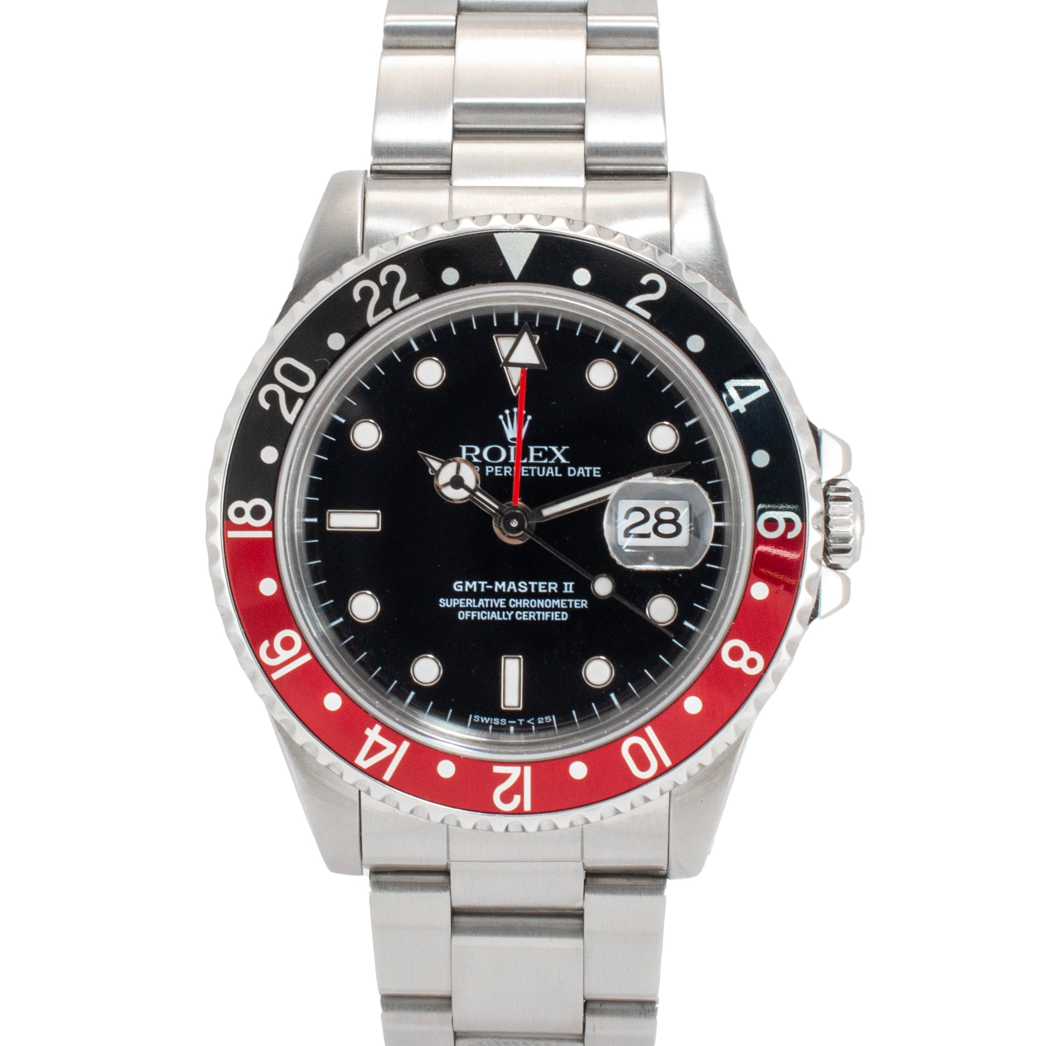 1996 Rolex GMT Master II 40MM 16710 Black Red Coke Bezel Oyster Steel Watch