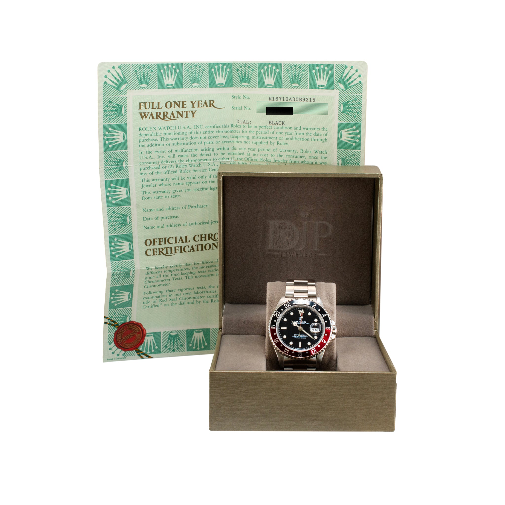 1996 Rolex GMT Master II 40MM 16710 Black Red Coke Bezel Oyster Steel Watch