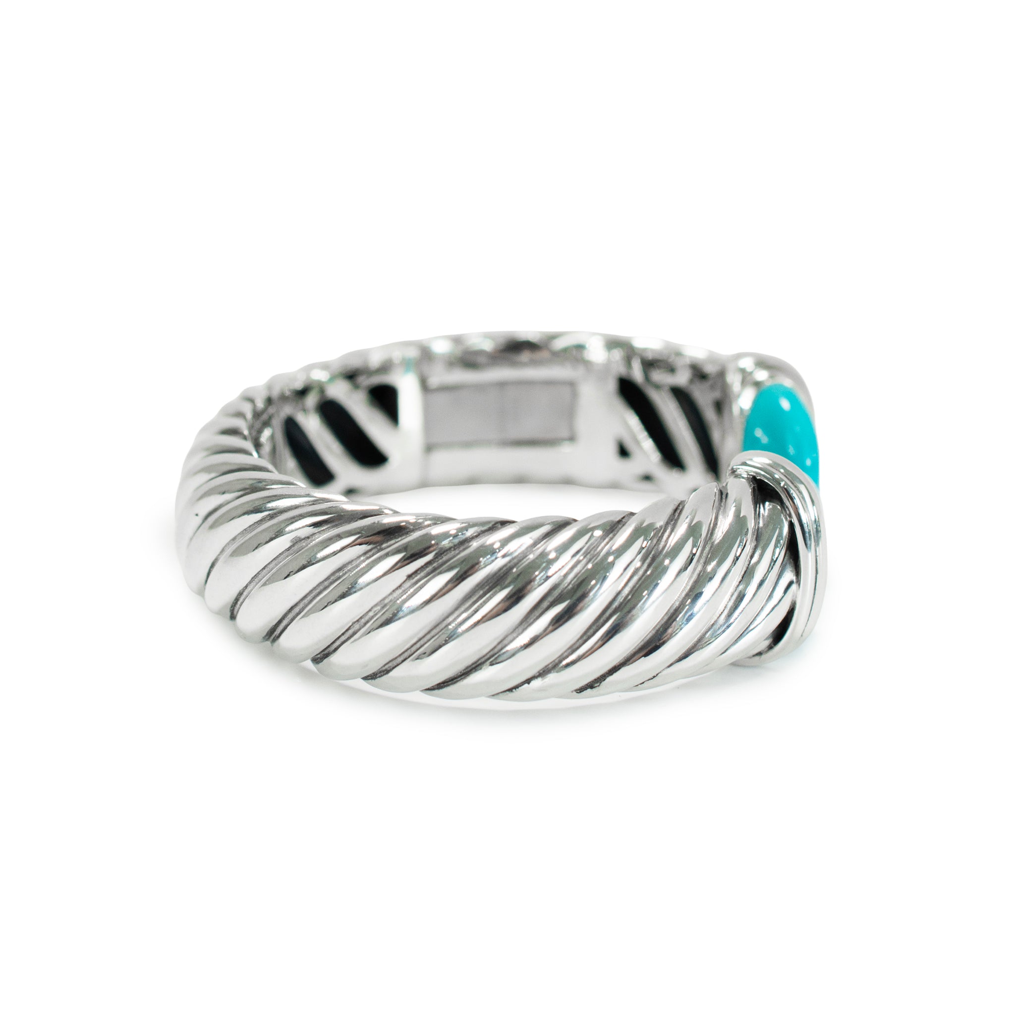 David Yurman Sculpted 925 Silver Turquoise Cable Waverly Cuff Bangle Bracelet