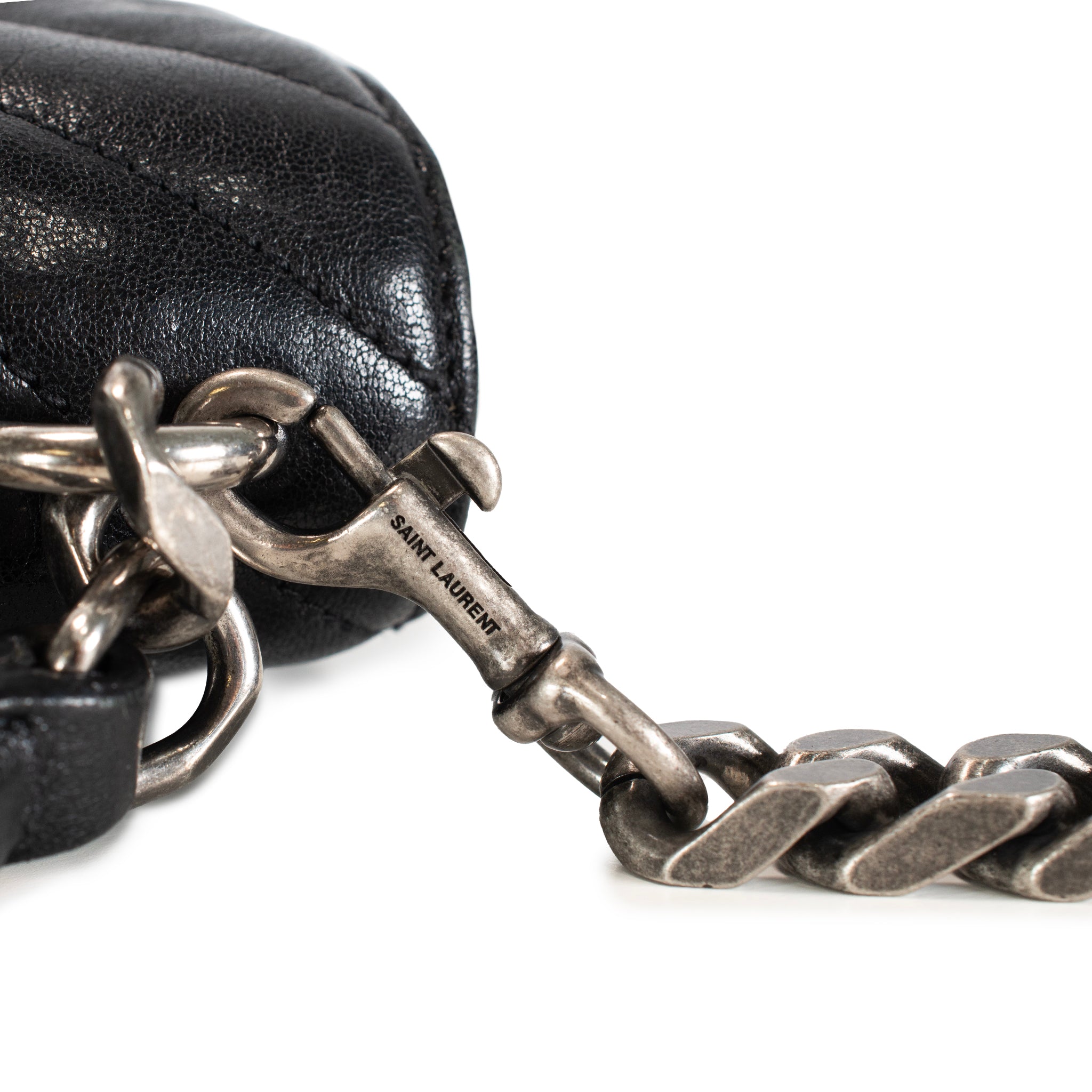 Saint Laurent College Medium Black Quilted Leather Top Handle Crossbody Bag