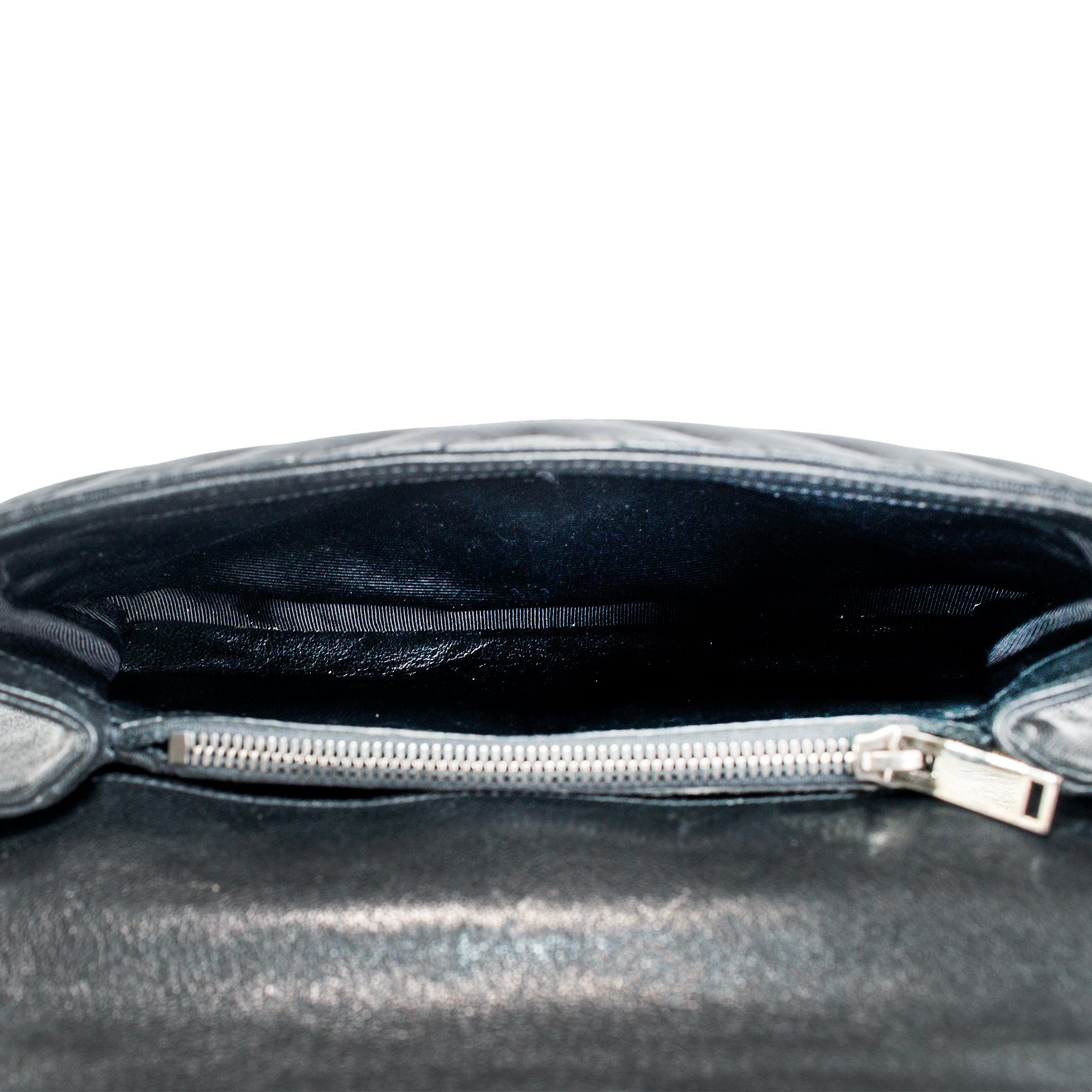 Saint Laurent College Medium Black Quilted Leather Top Handle Crossbody Bag