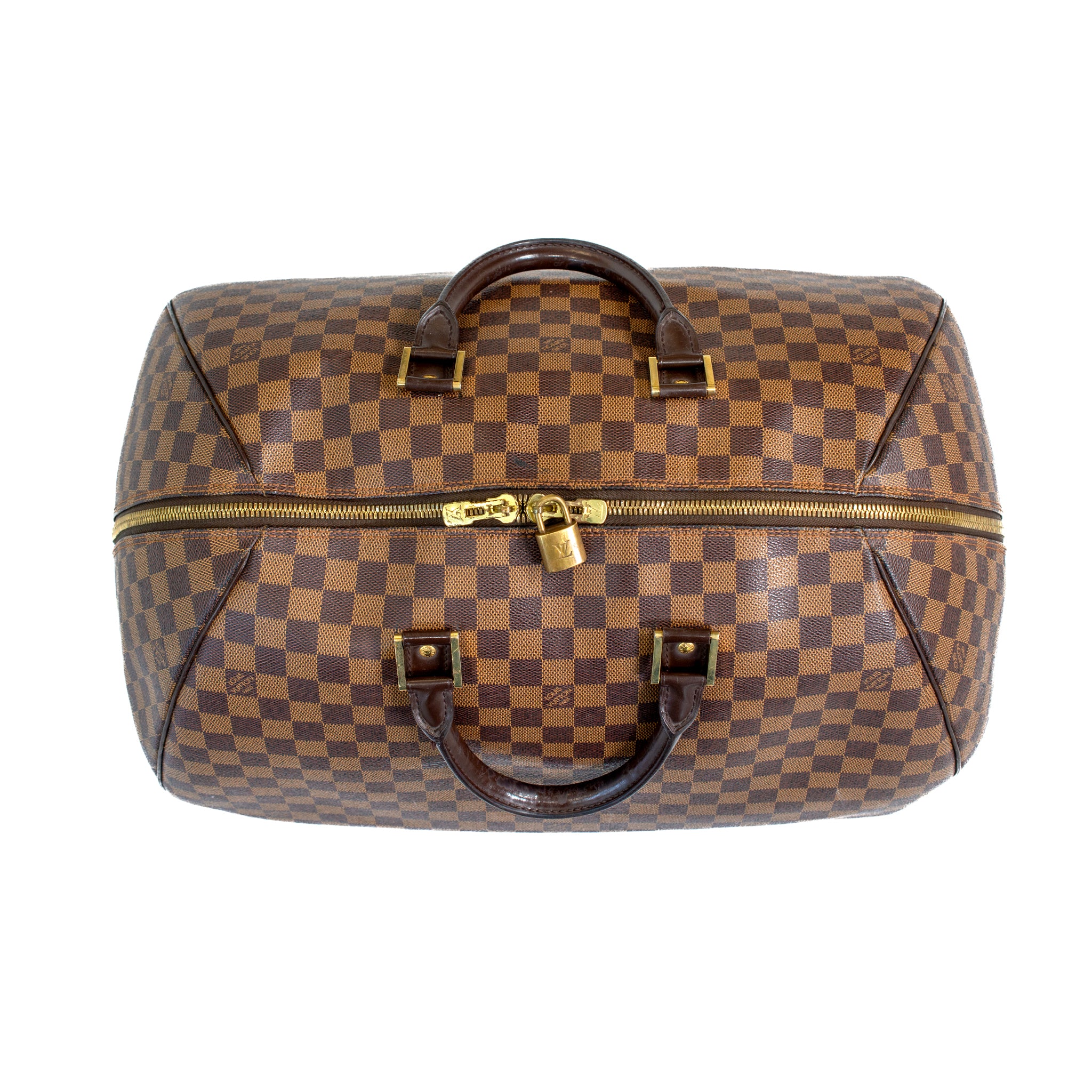 Louis Vuitton Damier Ebene Brown Canvas Ribera GM Satchel Weekender Handbag