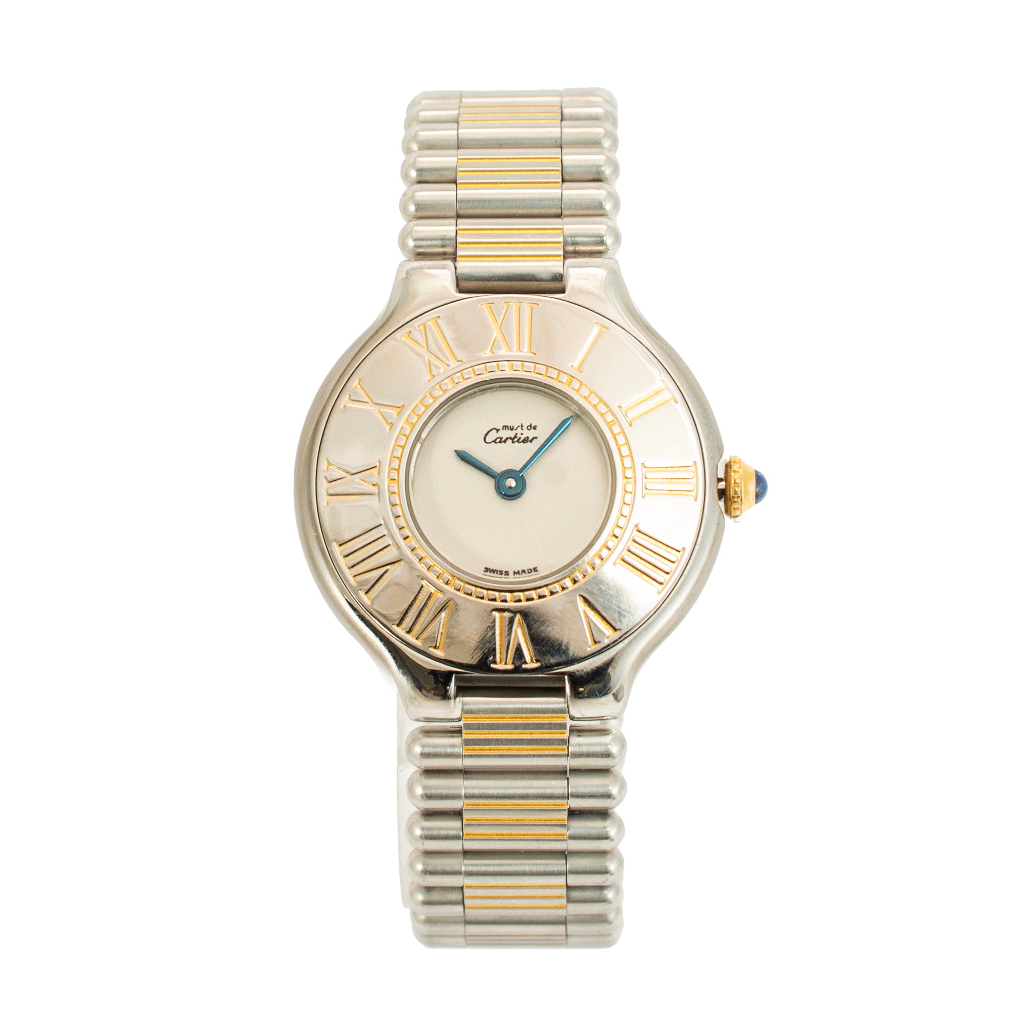 Vintage Cartier 21 Must de Cartier 28MM 125000P 18K Yellow Gold Steel