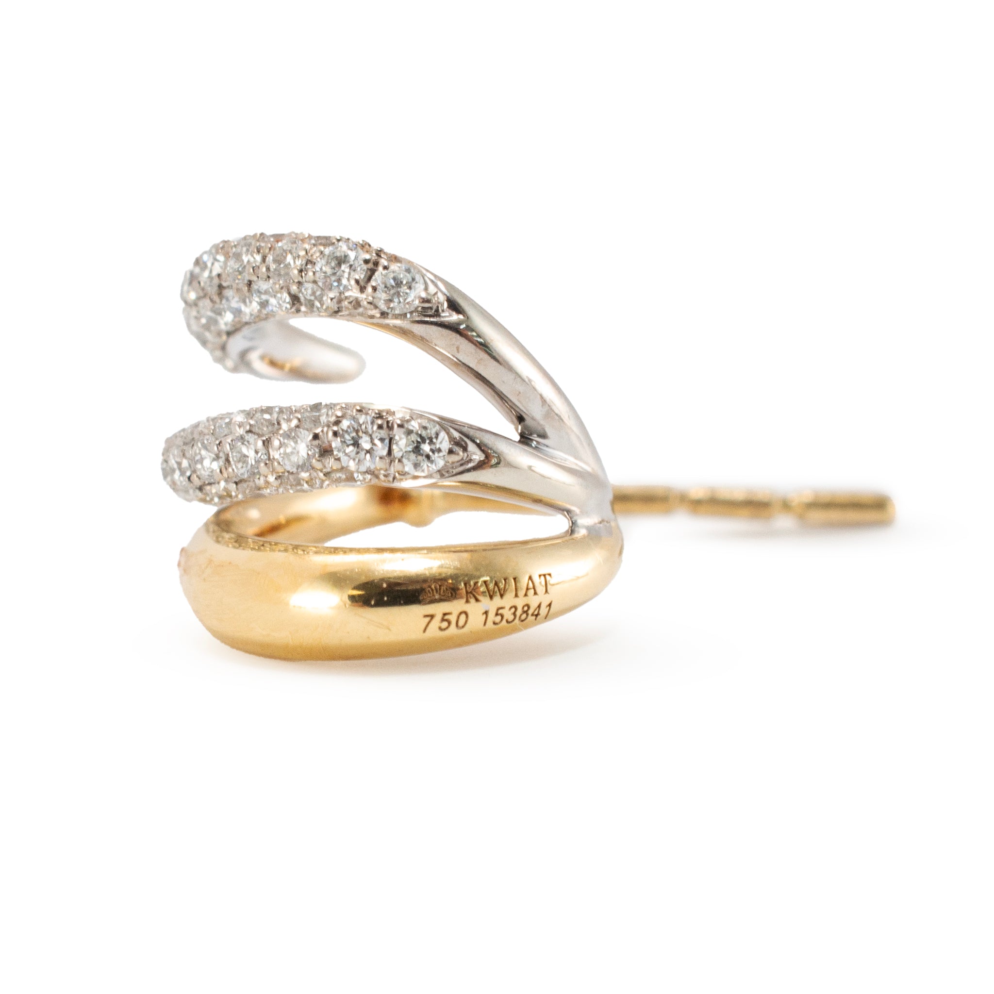 Kwiat Orbit 18K Yellow & White Gold Pave Diamond Two Tone Hoop Huggie Earrings