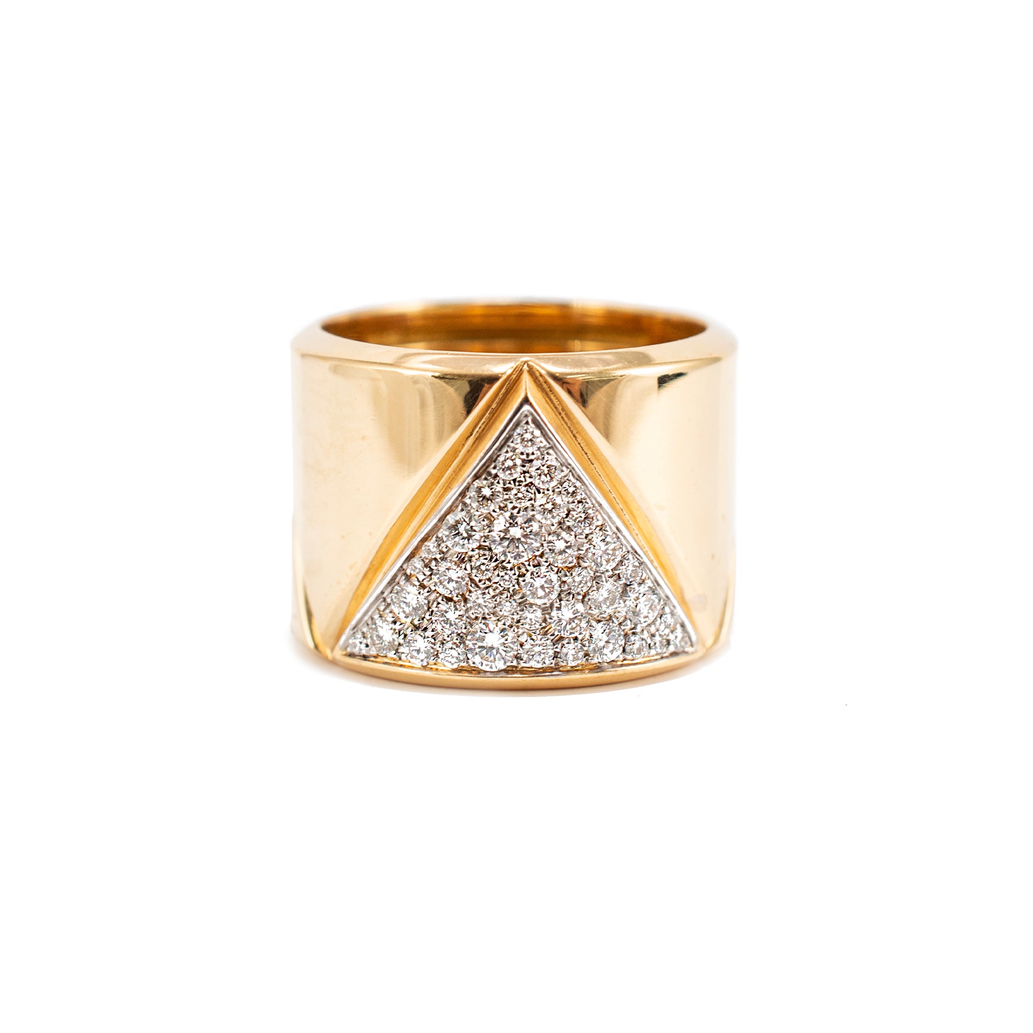 Marina B. 1978 Milano 18K Yellow Gold 1.05ct Pave Diamond Triangoli Band Ring
