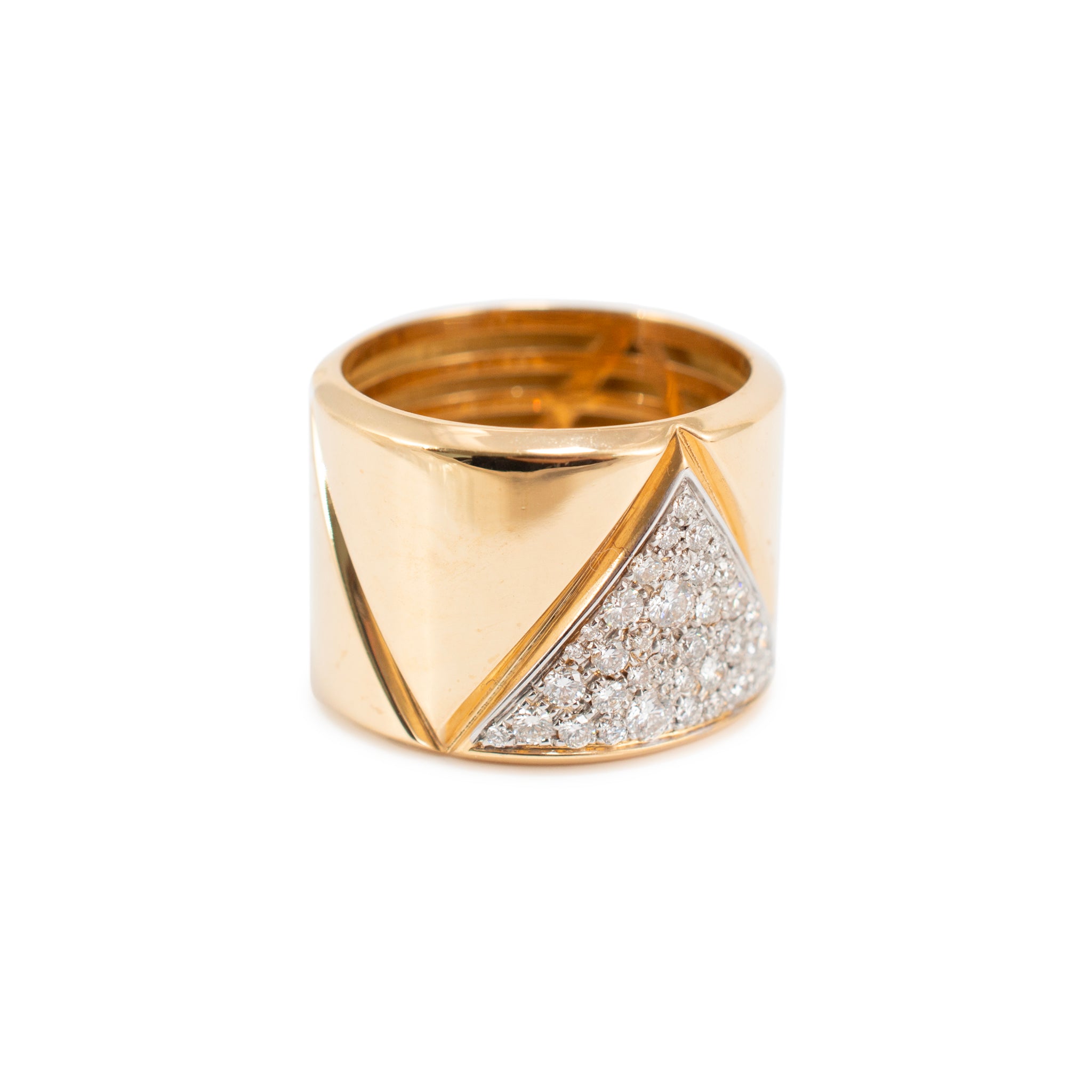 Marina B. 1978 Milano 18K Yellow Gold 1.05ct Pave Diamond Triangoli Band Ring