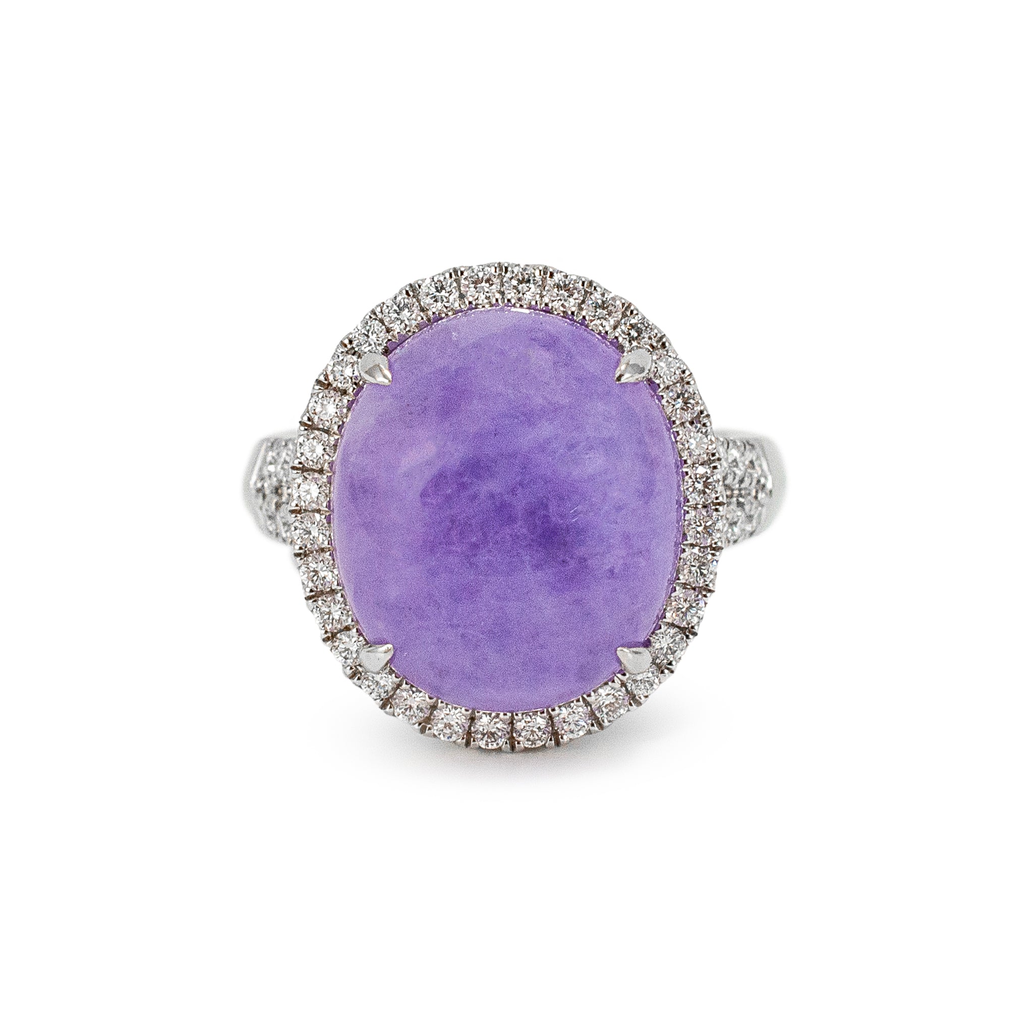 950 Platinum GIA Type a 10.09ct Purple Jade Halo Diamond Cocktail Ring Pendant