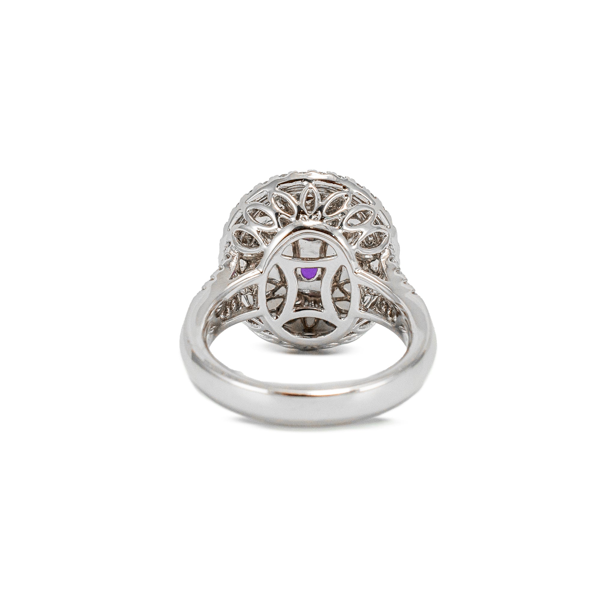 950 Platinum GIA Type a 10.09ct Purple Jade Halo Diamond Cocktail Ring Pendant