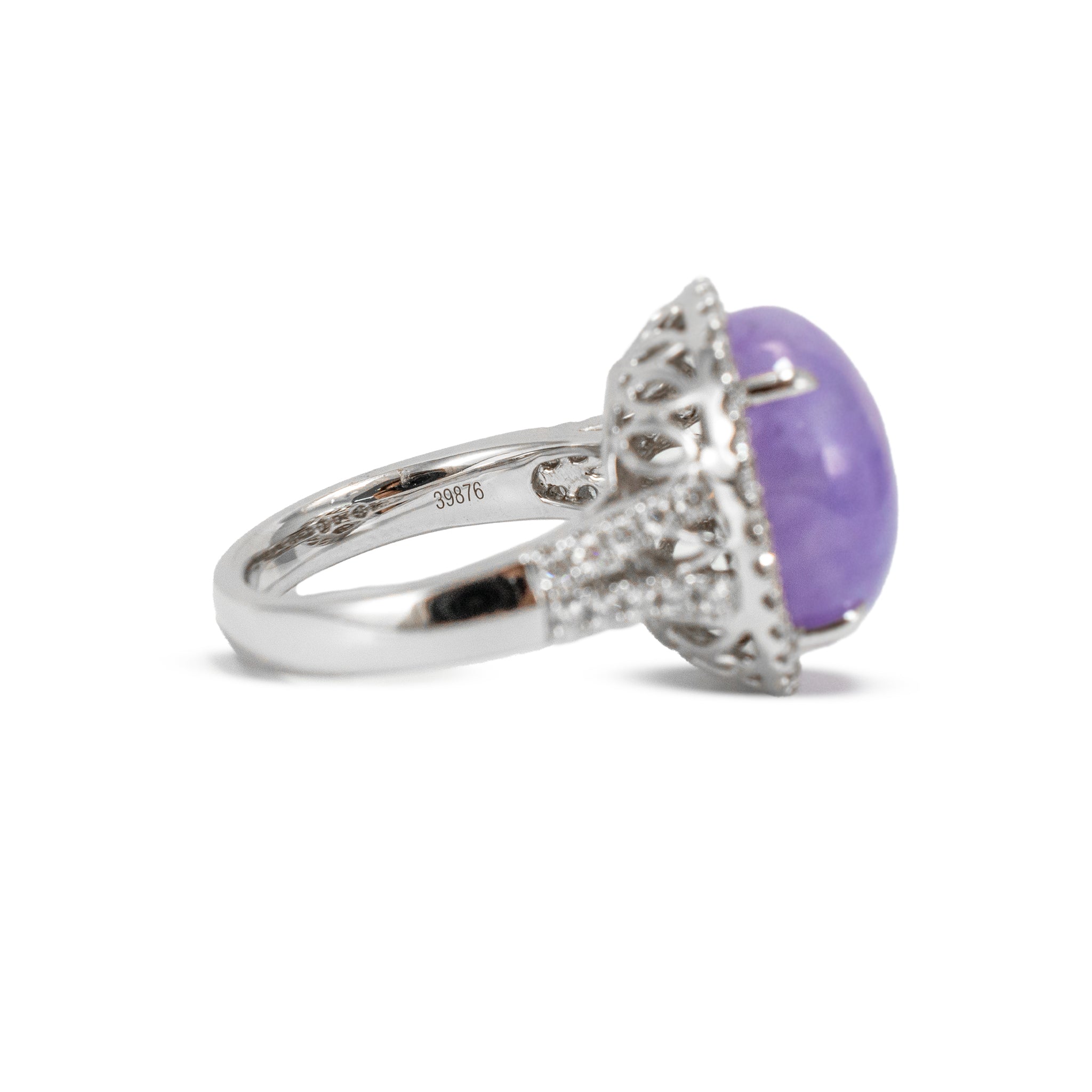 950 Platinum GIA Type a 10.09ct Purple Jade Halo Diamond Cocktail Ring Pendant
