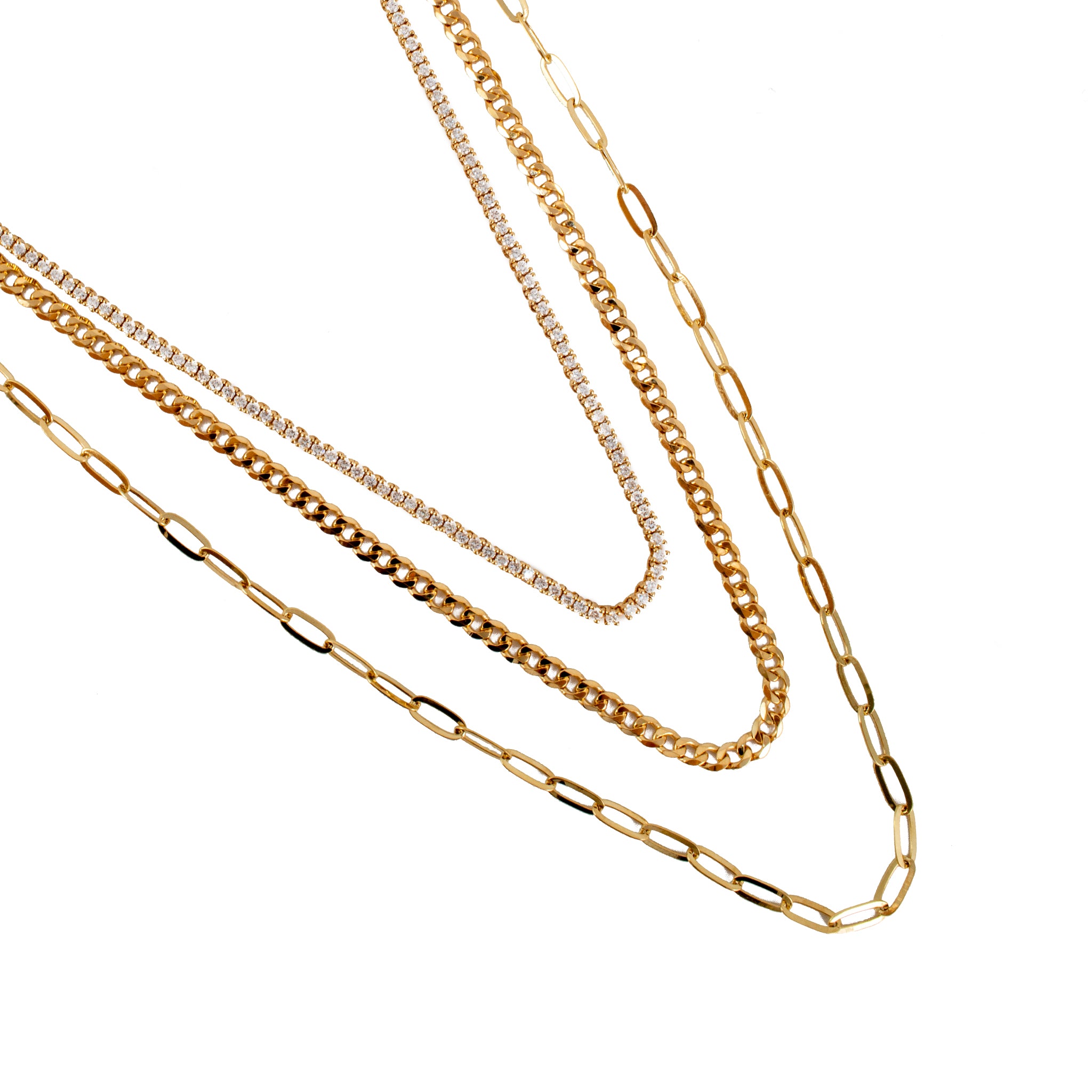 Ladies 14K Yellow Gold 5.49ct Diamond Tennis Cuban Paper Clip Multi Row Necklace