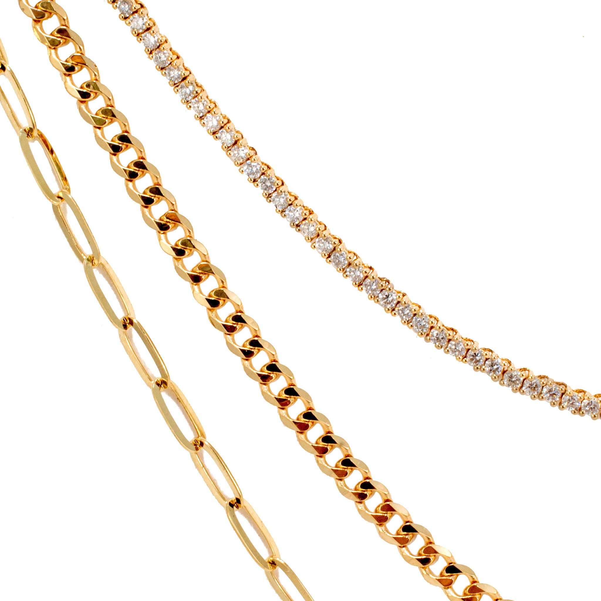 Ladies 14K Yellow Gold 5.49ct Diamond Tennis Cuban Paper Clip Multi Row Necklace