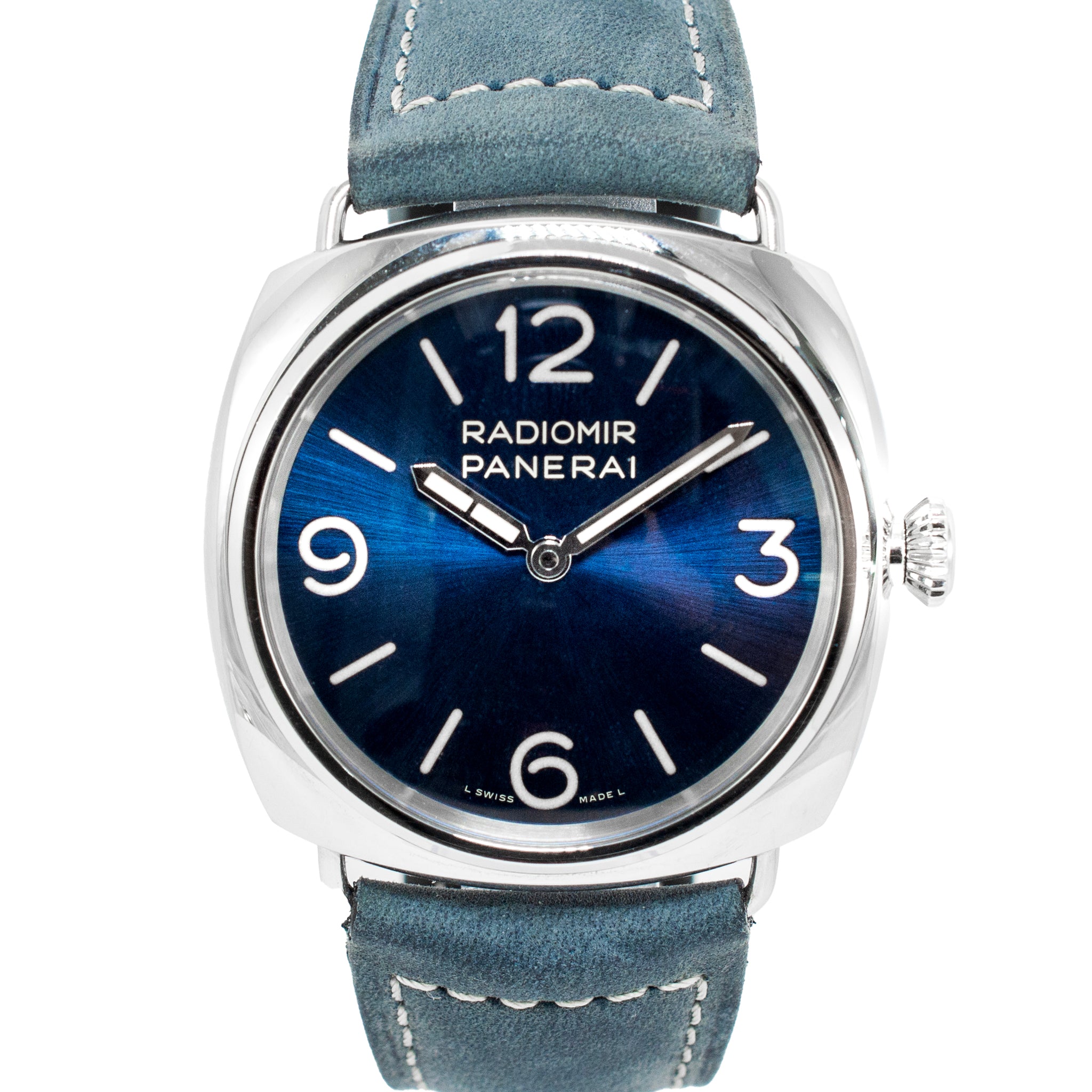 Panerai Radiomir Officine 45MM PAM 01383 Blue Dial Steel Hand Winding Watch