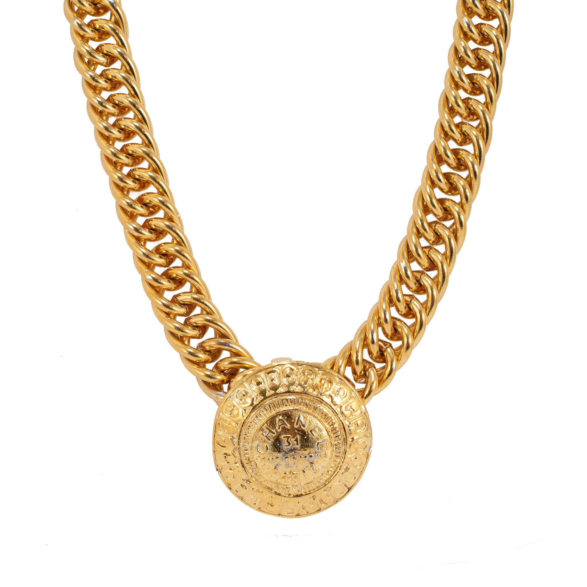 Vintage Chanel Paris Gold Toned 31 Rue Cambon Chain Necklace
