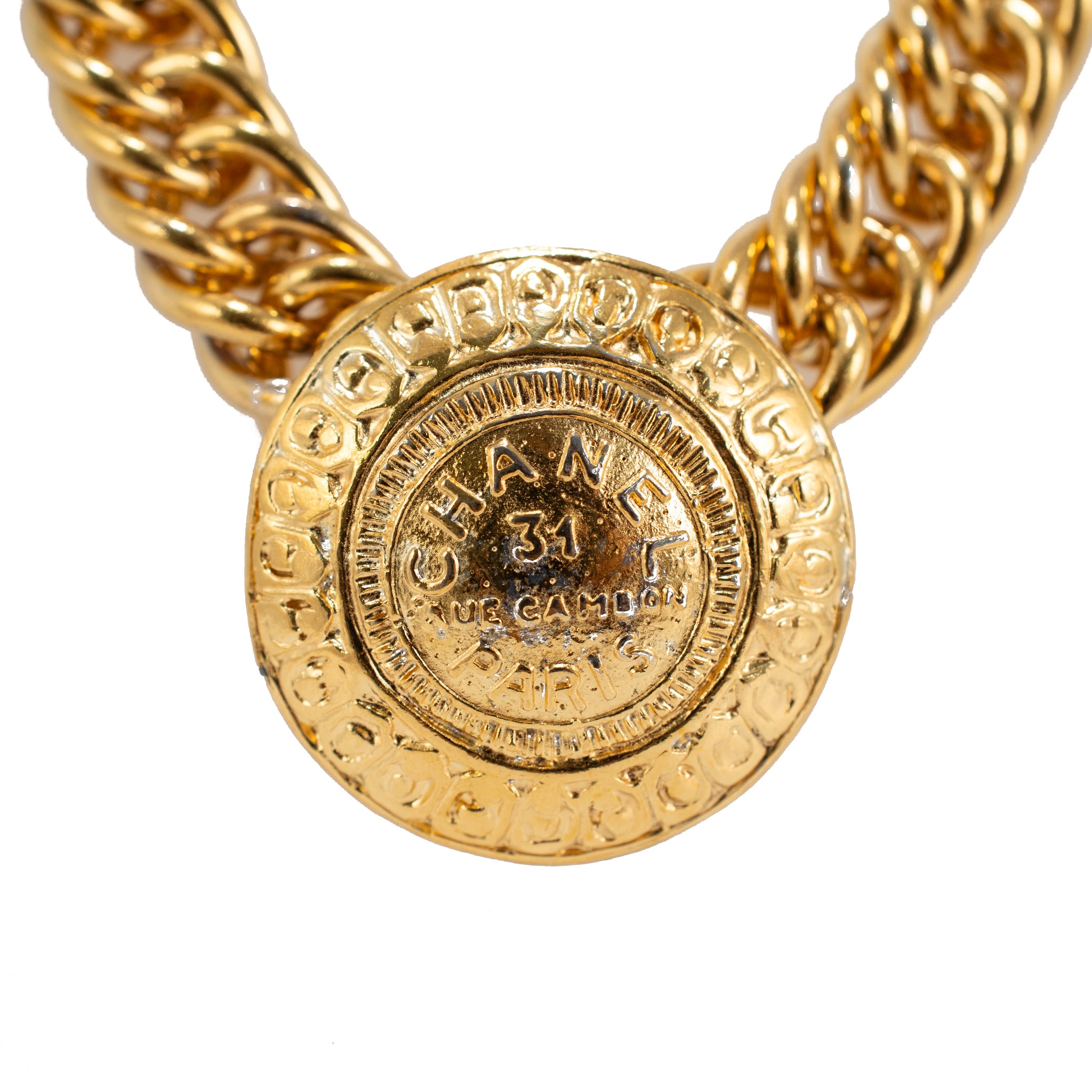 Vintage Chanel Paris Gold Toned 31 Rue Cambon Chain Necklace