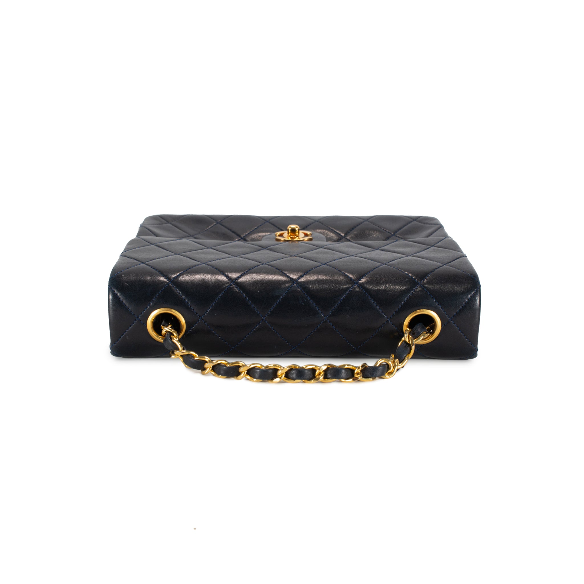 Vintage Chanel Classic Navy Lambskin Small Flap Crossbody Shoulder Bag