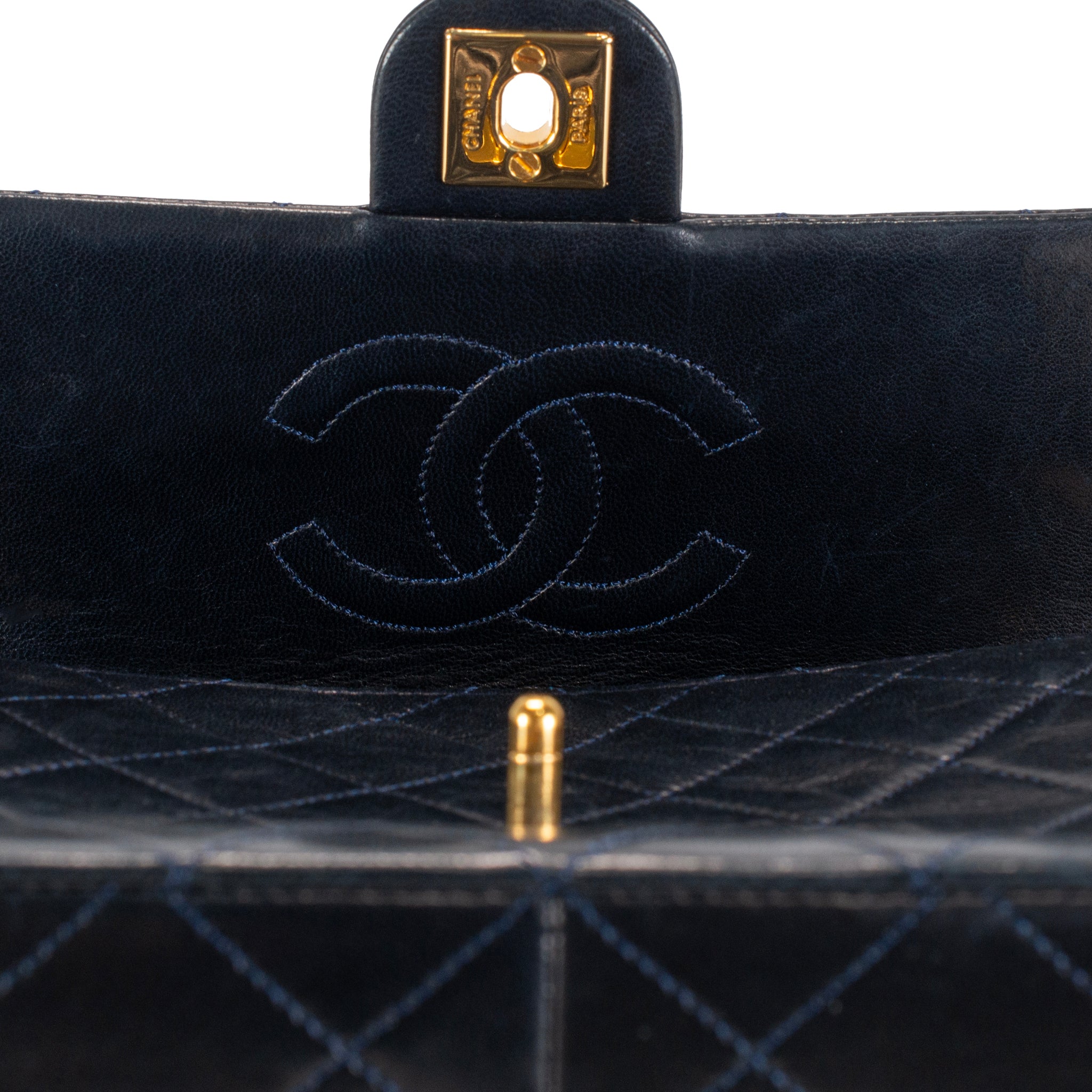 Vintage Chanel Classic Navy Lambskin Small Flap Crossbody Shoulder Bag