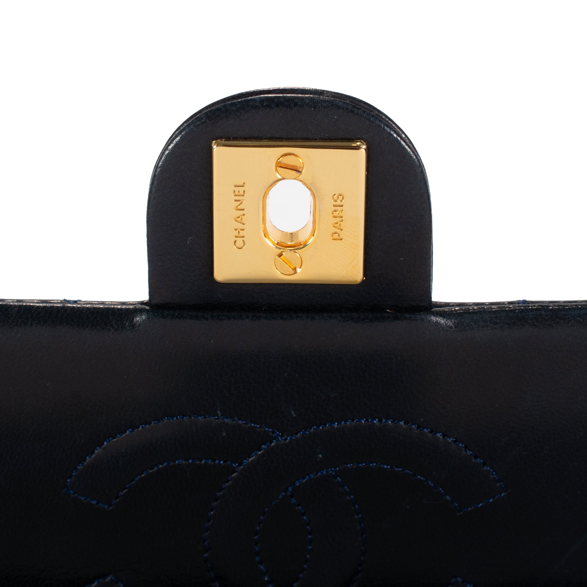 Vintage Chanel Classic Navy Lambskin Small Flap Crossbody Shoulder Bag
