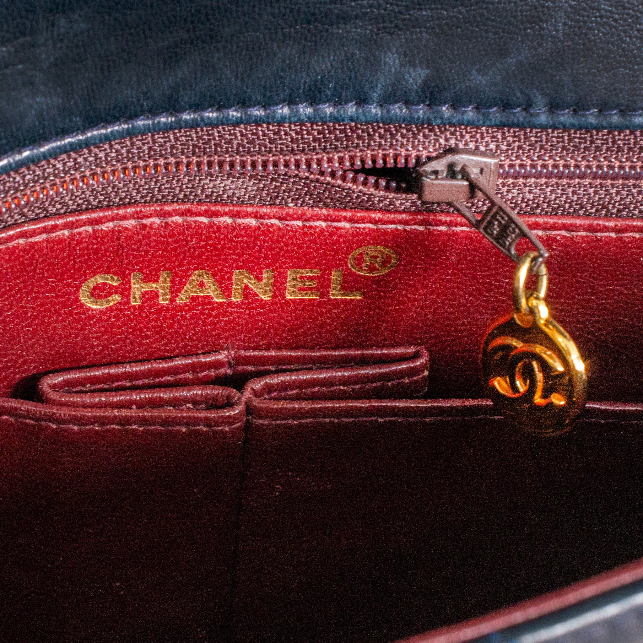 Vintage Chanel Classic Navy Lambskin Small Flap Crossbody Shoulder Bag