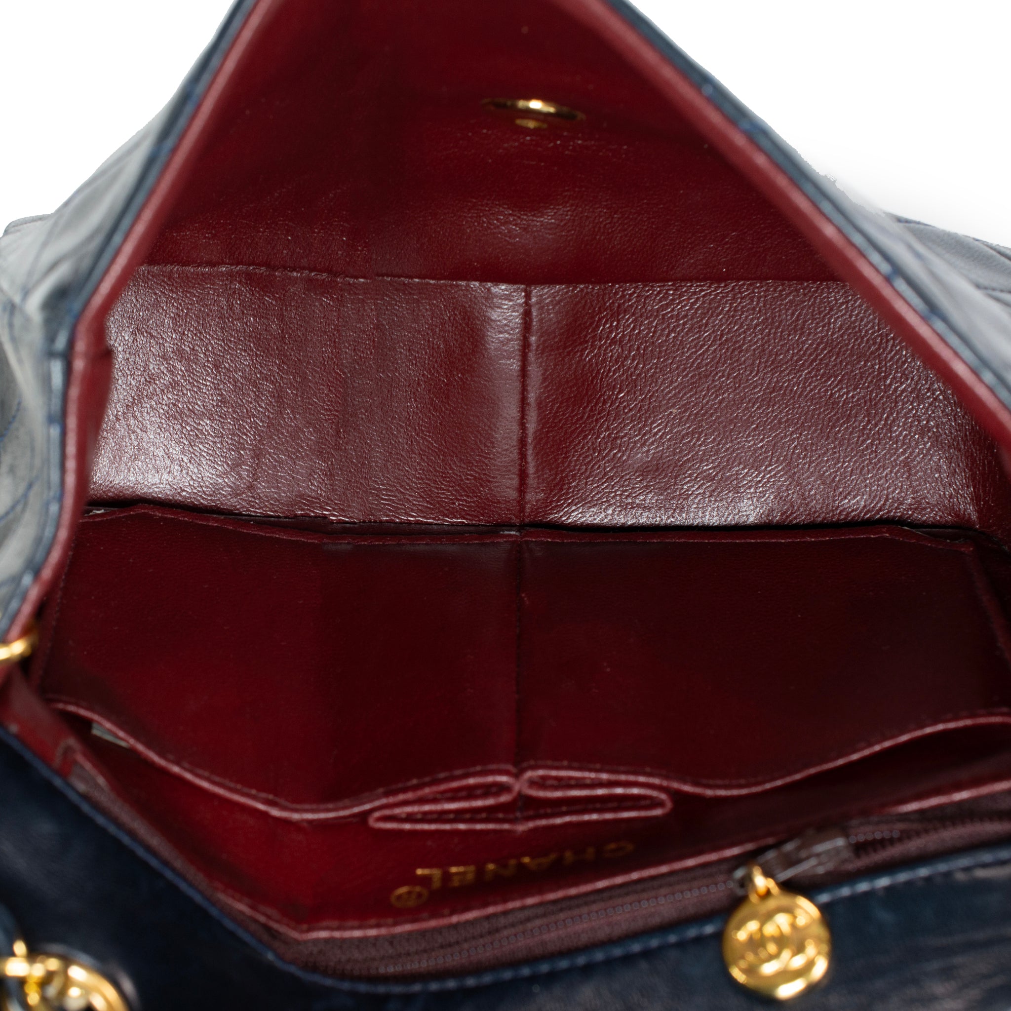 Vintage Chanel Classic Navy Lambskin Small Flap Crossbody Shoulder Bag