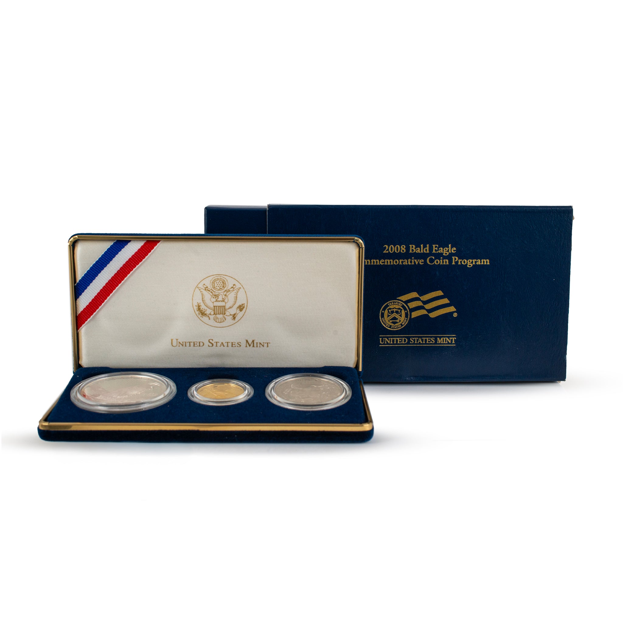 2008 Bald Eagle Gold Silver Nickel 3 Coin Proof Commemorative Set