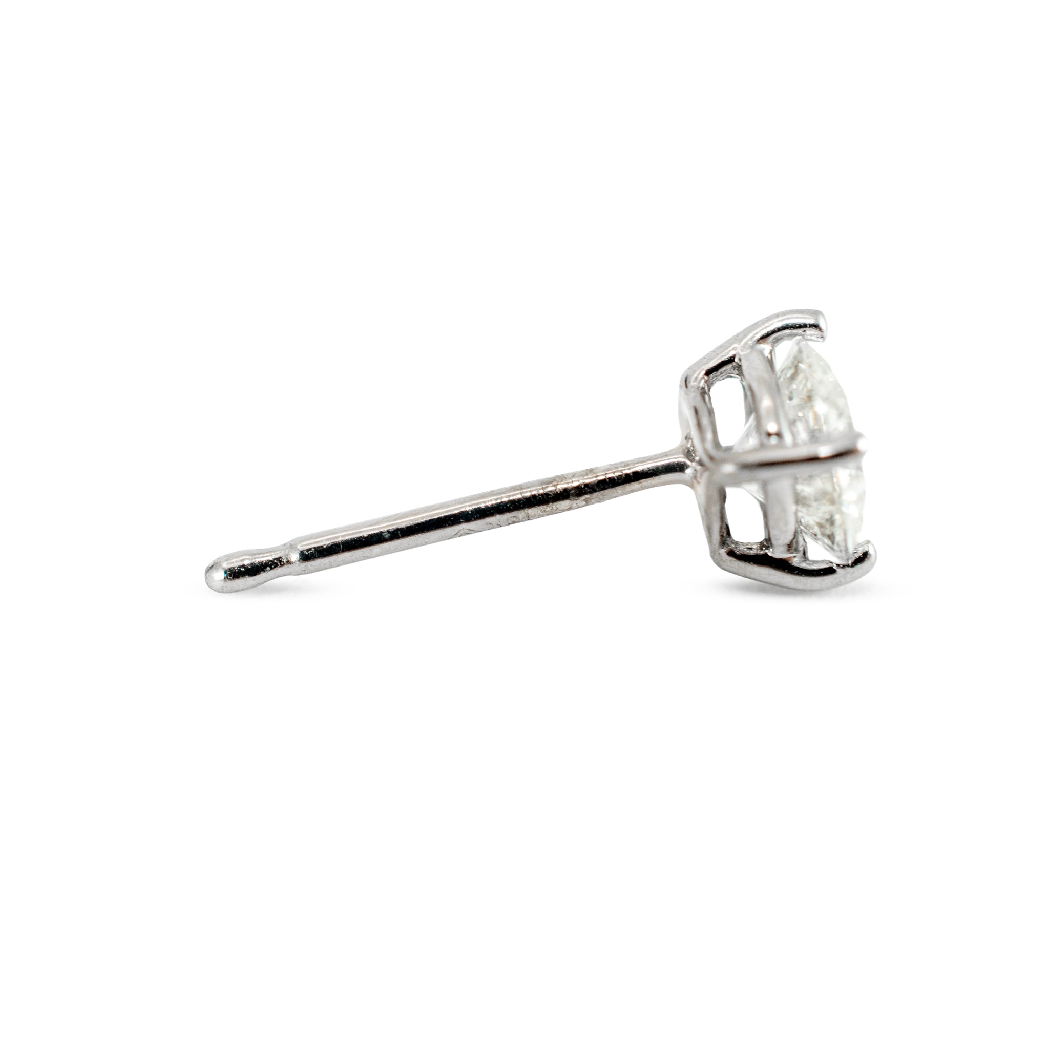 Unisex 18K White Gold 4 Prong Push Back 0.60ct Round Diamond Stud Earrings