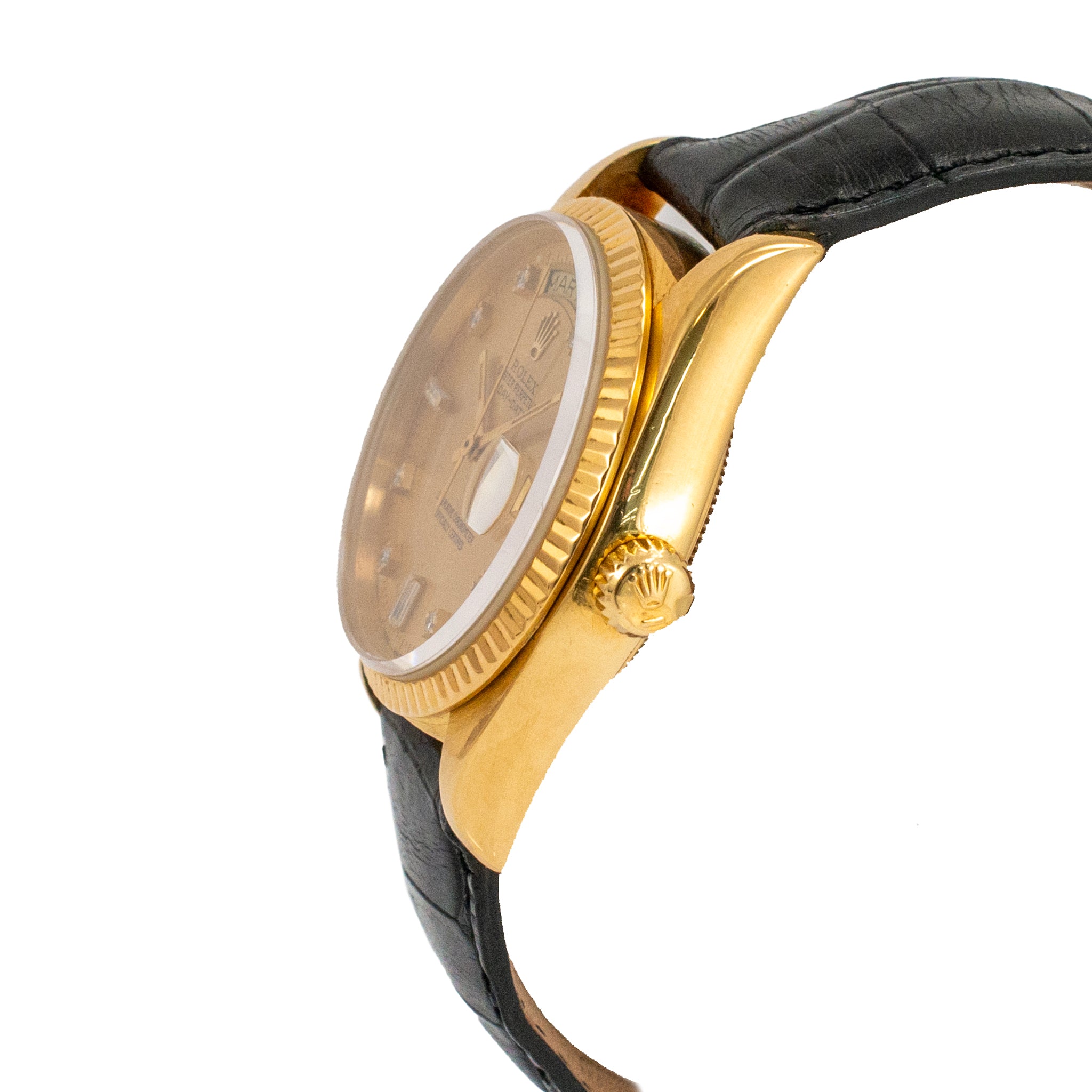 1979 Rolex Day Date 36MM 18078 President Diamond Dial Black 18K Gold Watch