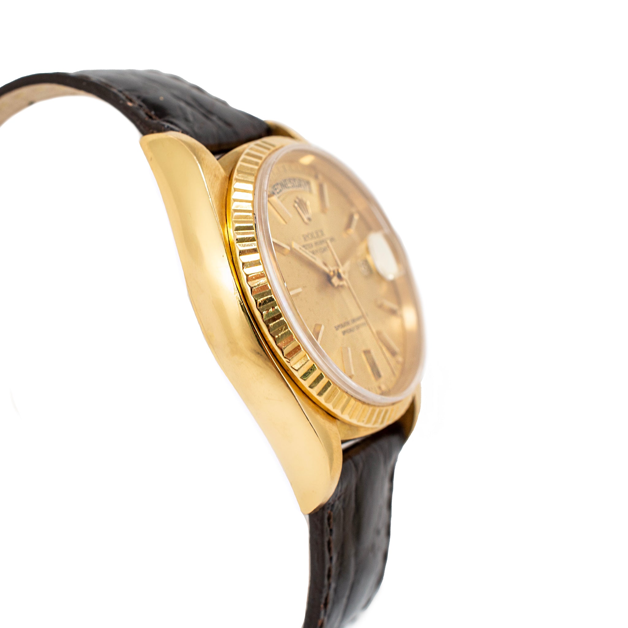 1980 Rolex Day Date 36MM 18038 President Deep Cherry Strap 18K Yellow Gold Watch