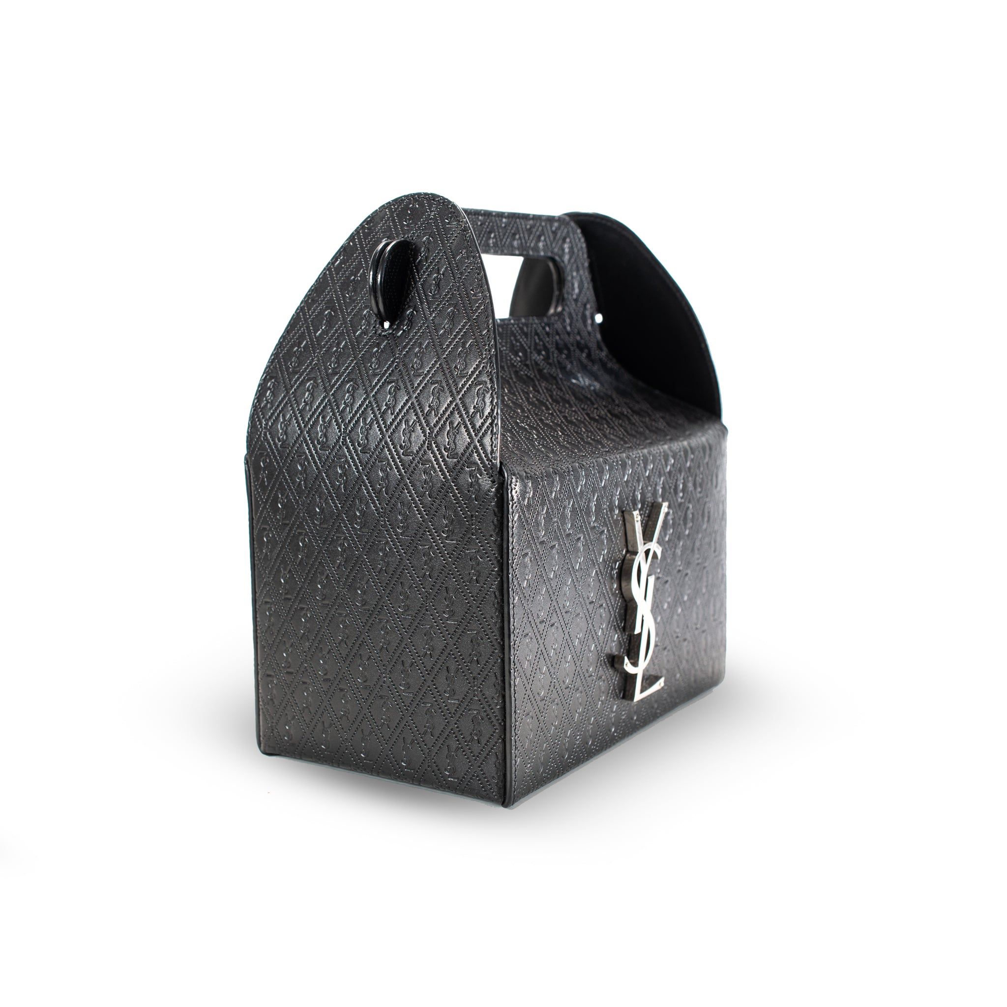 Saint Laurent Calfskin Monogram Take Away Black Box Top Handle Bag