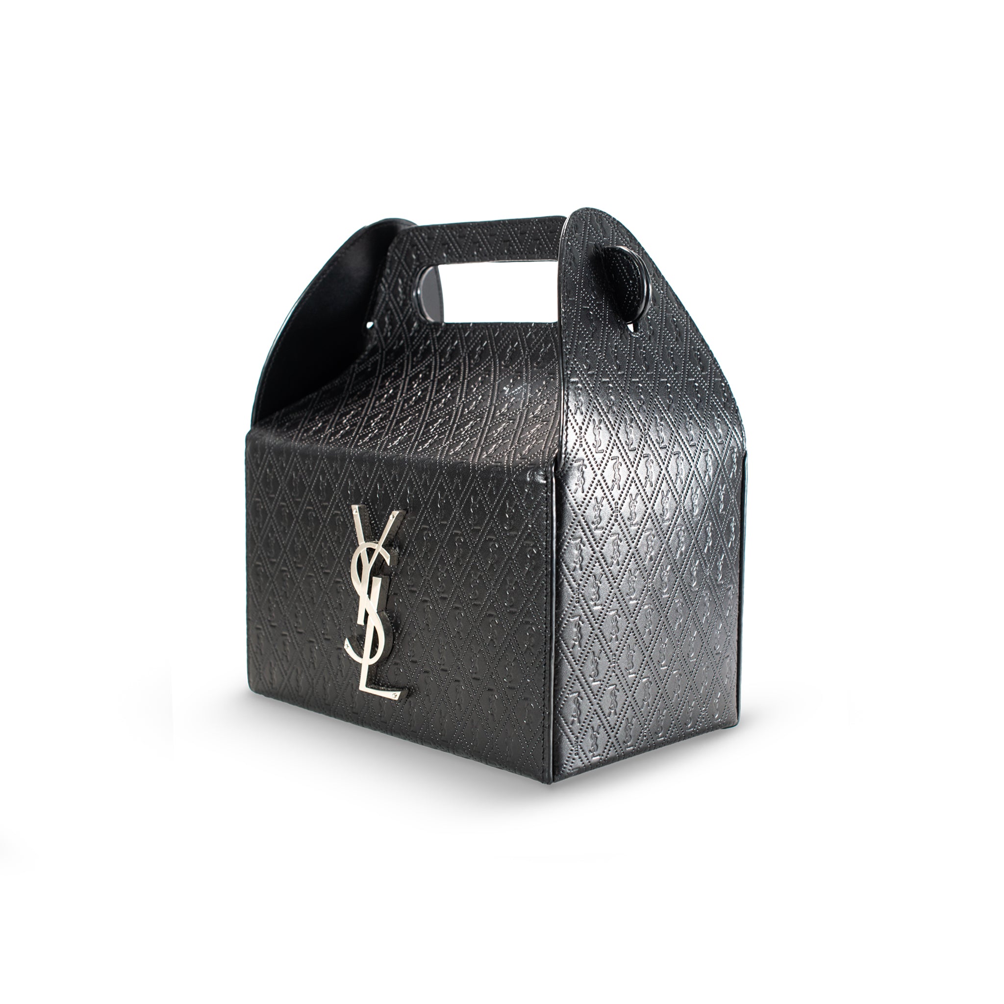 Saint Laurent Calfskin Monogram Take Away Black Box Top Handle Bag