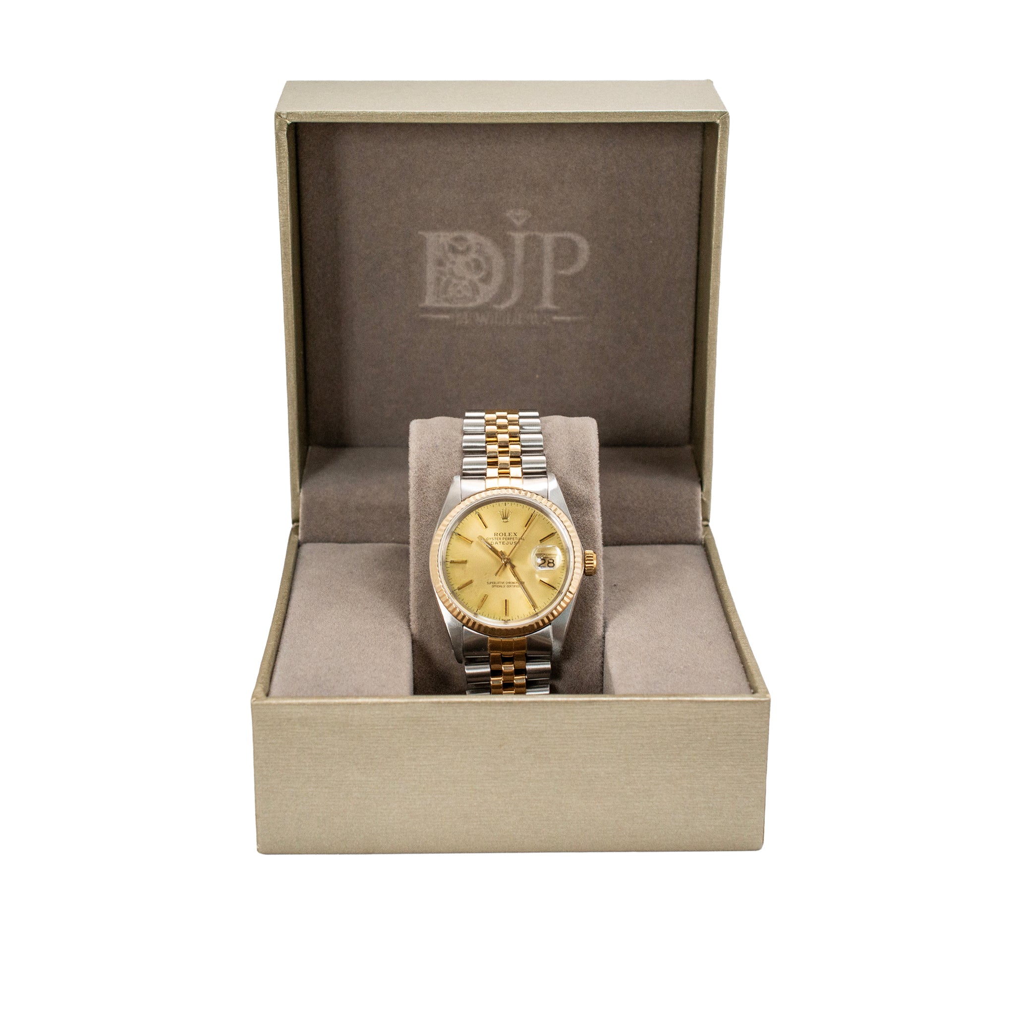 Rolex Datejust 36MM 16013 Gold Dial Jubilee Fluted 18K Yellow Gold Steel Watch