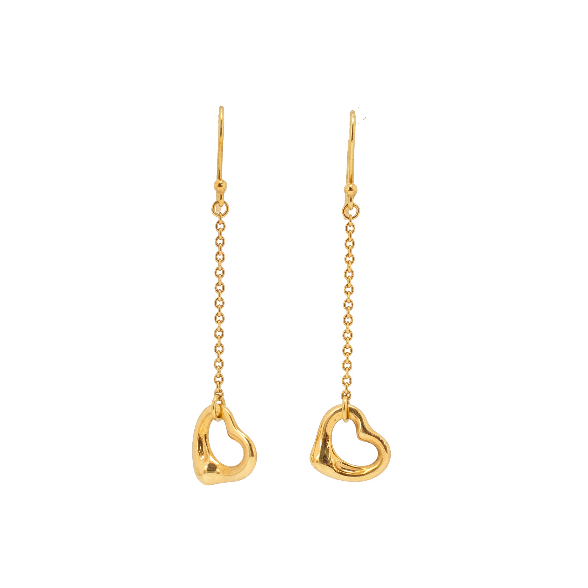 Tiffany & Co. Elsa Peretti 18K Yellow Gold Open Heart Dangle Earrings