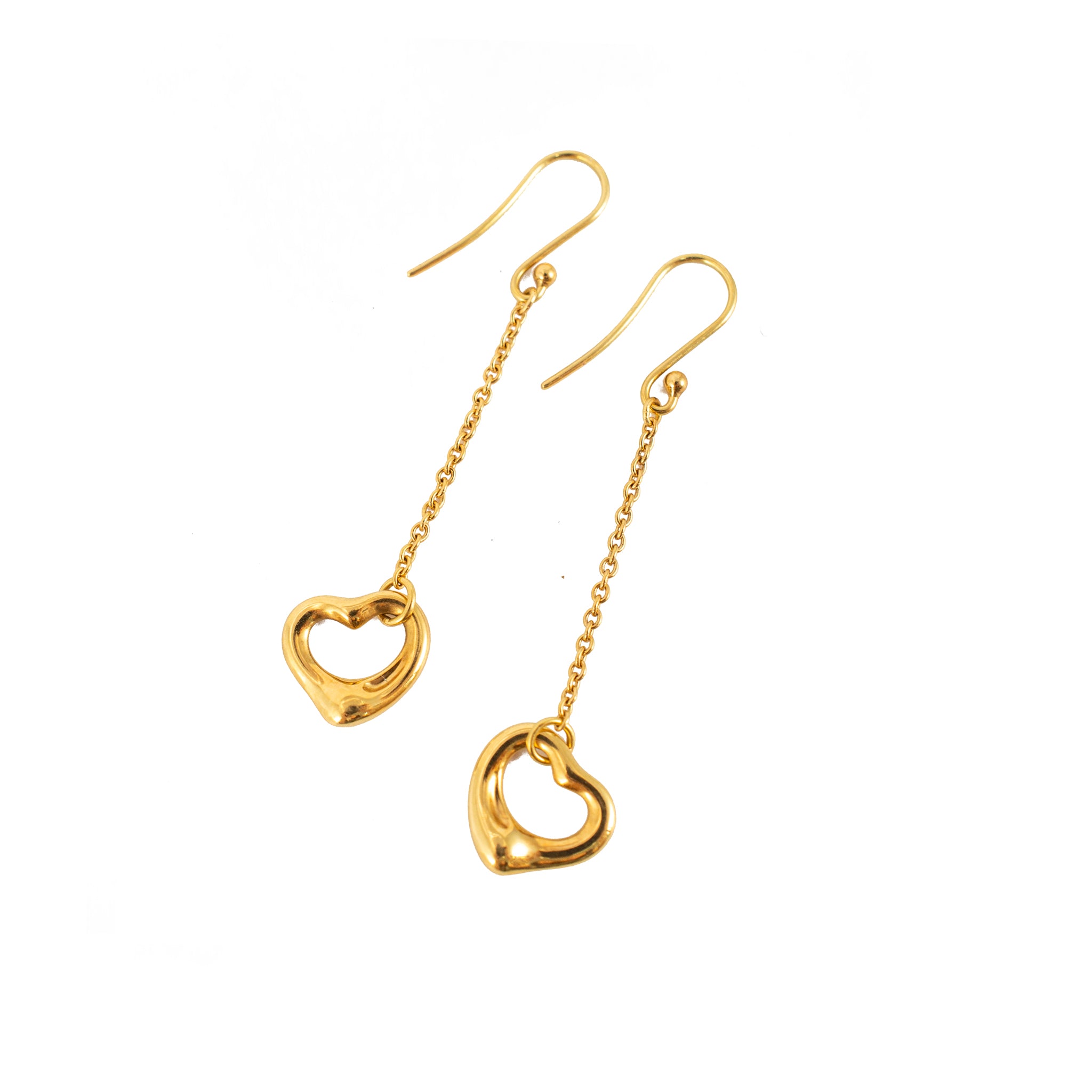 Tiffany & Co. Elsa Peretti 18K Yellow Gold Open Heart Dangle Earrings